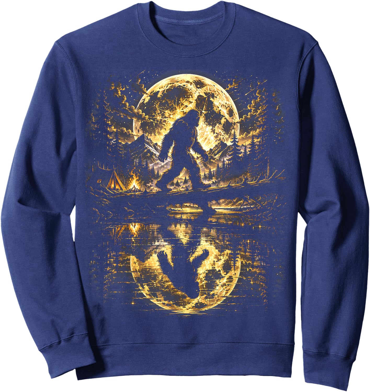 Bigfoot Moonlight Forest Reflection Adventure Sweatshirt - Sweatshirt | Navy