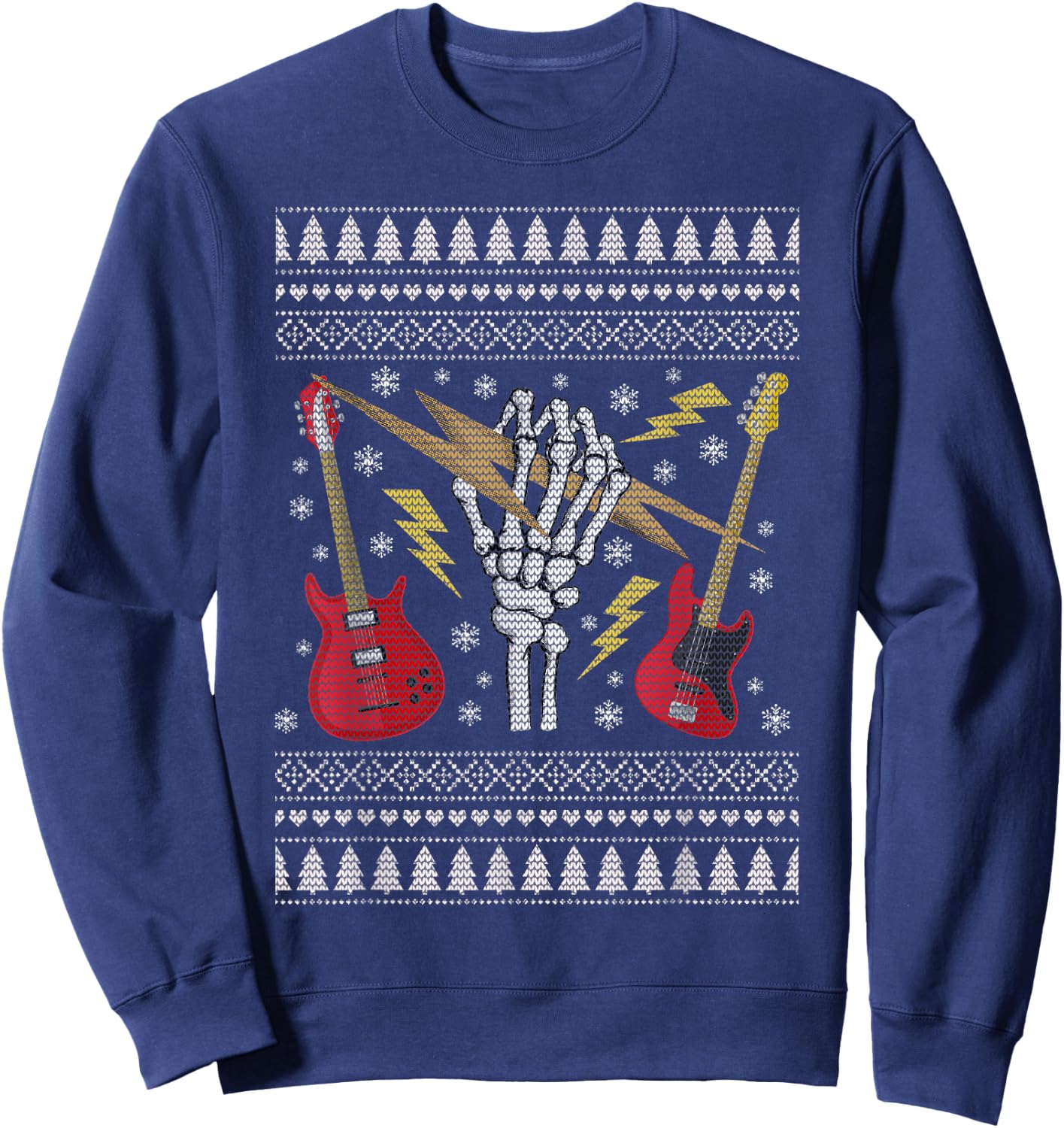 Guitar Ugly Christmas Sweater - Heavy Metal / Rock Sweatshirt - Sweatshirt | Navy