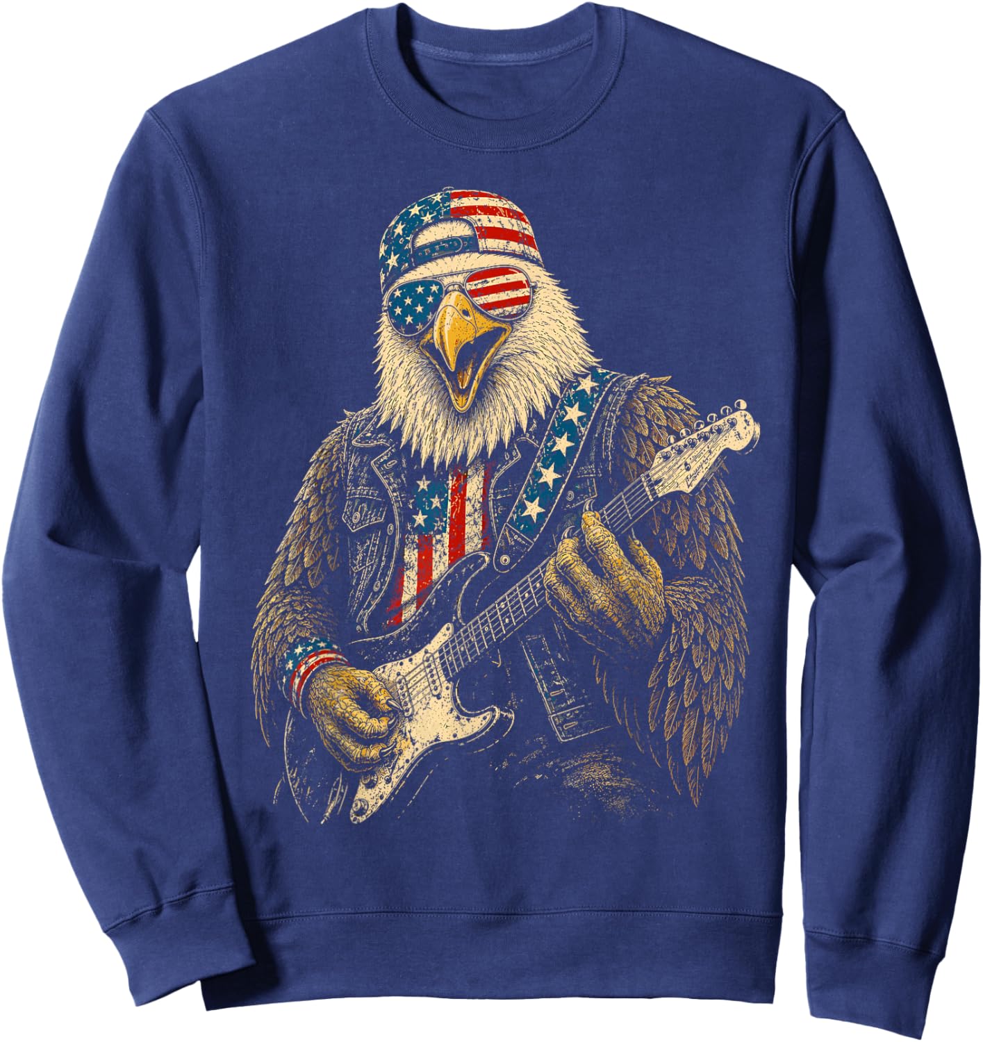 4th of July Patriotic Eagle Guitar 1776 2026 Sweatshirt - Sweatshirt | Navy
