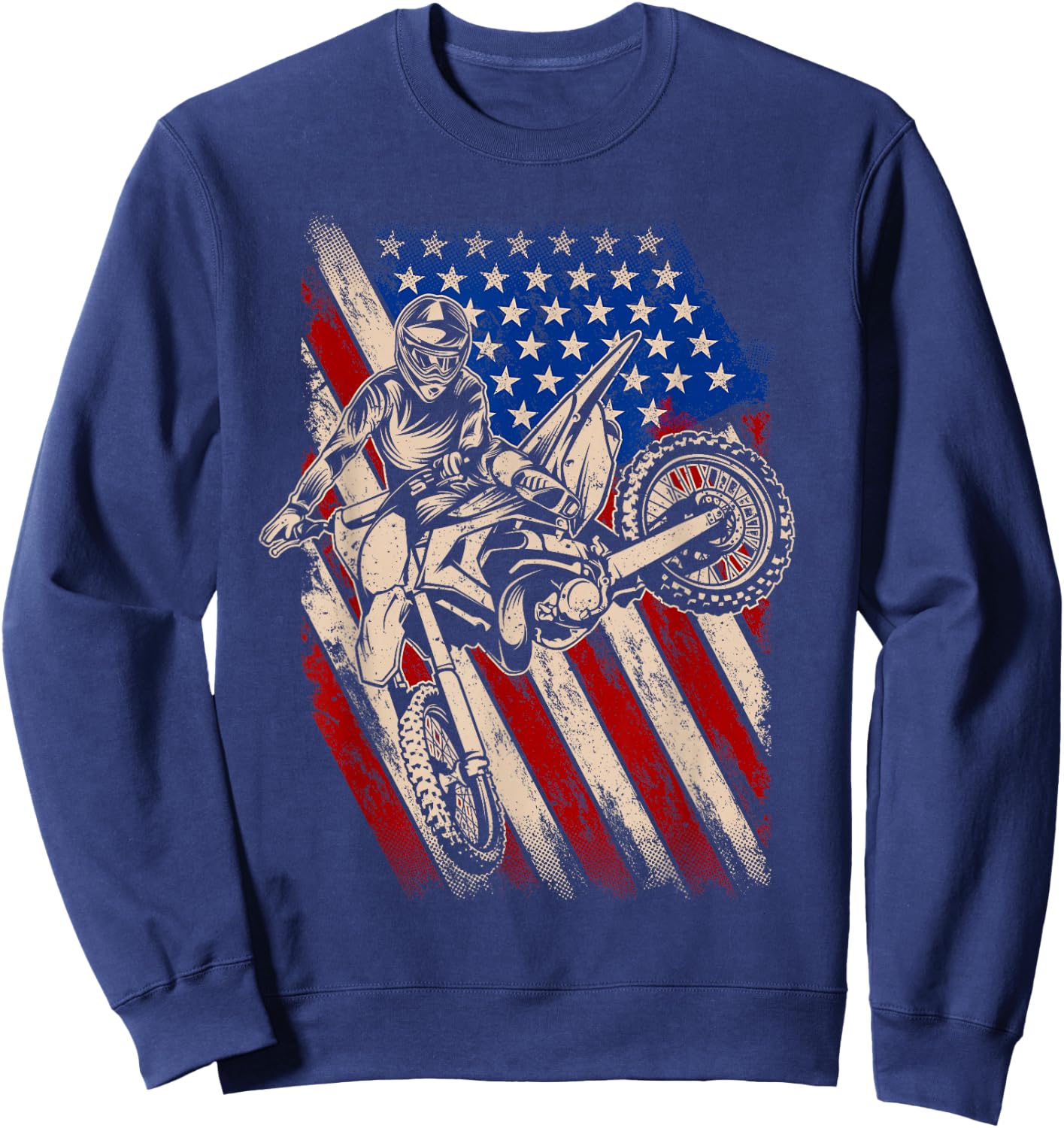 Dirt Bike Shirt Motocross Racing American Flag Dirt Biking Sweatshirt - Sweatshirt | Navy