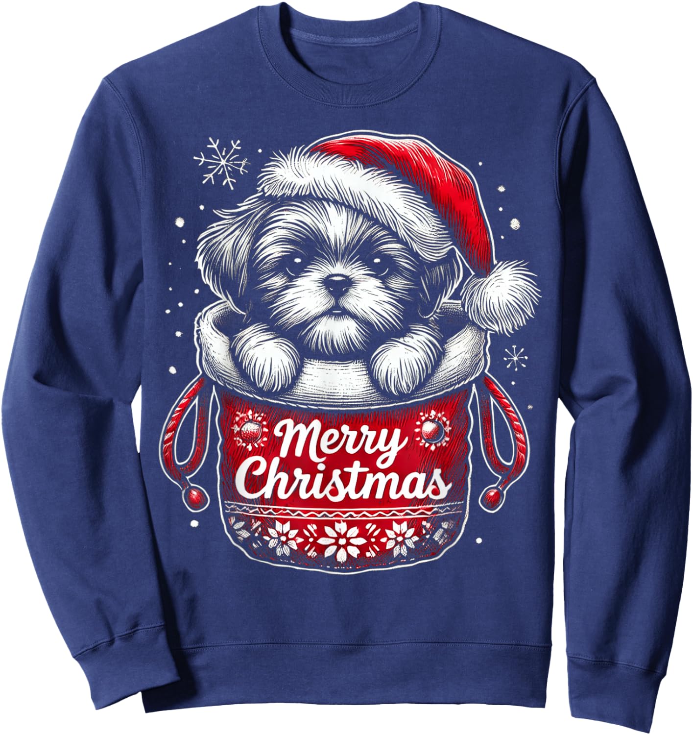 Merry Christmas Shih Tzu Sweatshirt - Sweatshirt | Navy