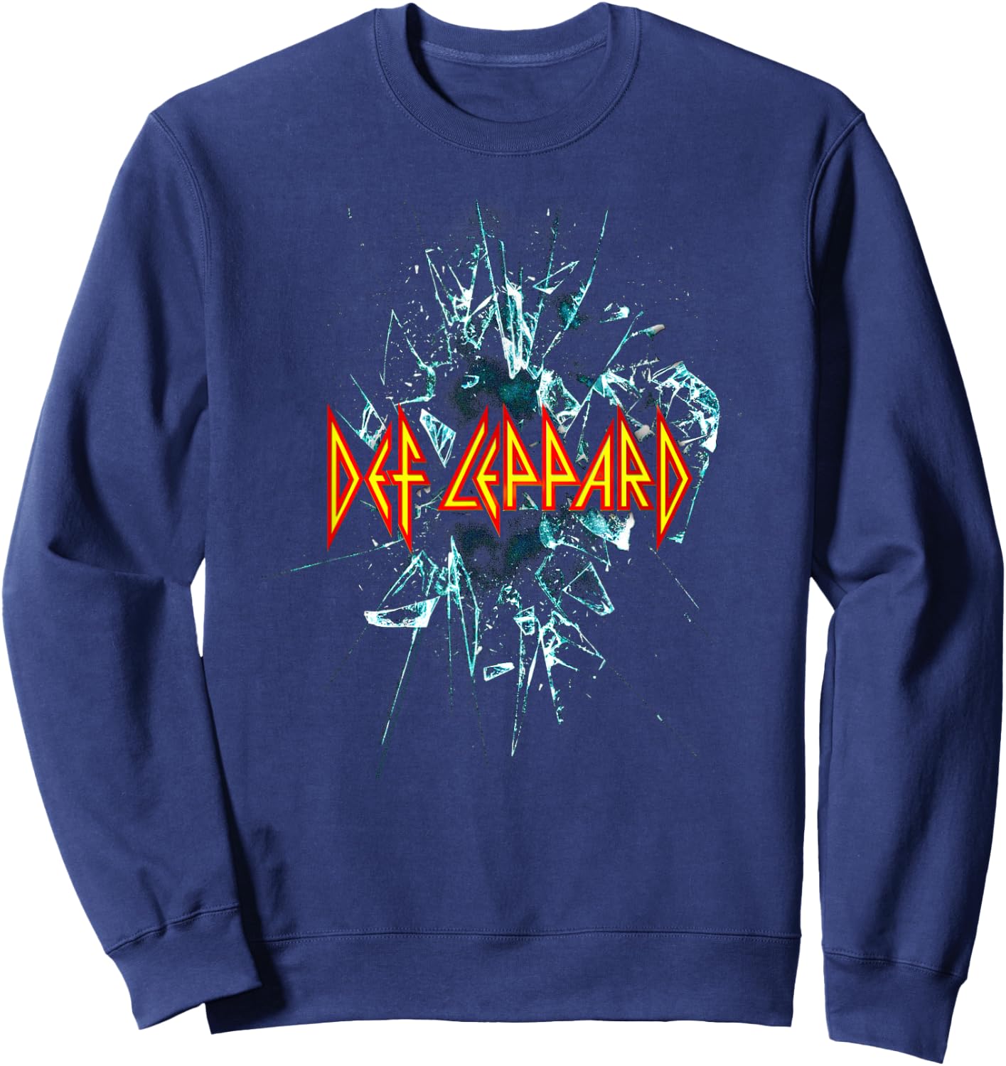 Def Leppard Classic Black Album - 100% Cotton, Adult Short Sleeve Sweatshirt - Sweatshirt | Navy