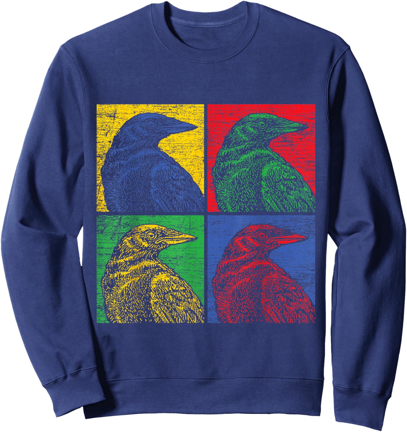 Crow Pop Art Vintage Raven Bird Lover Sweatshirt - Sweatshirt | Navy