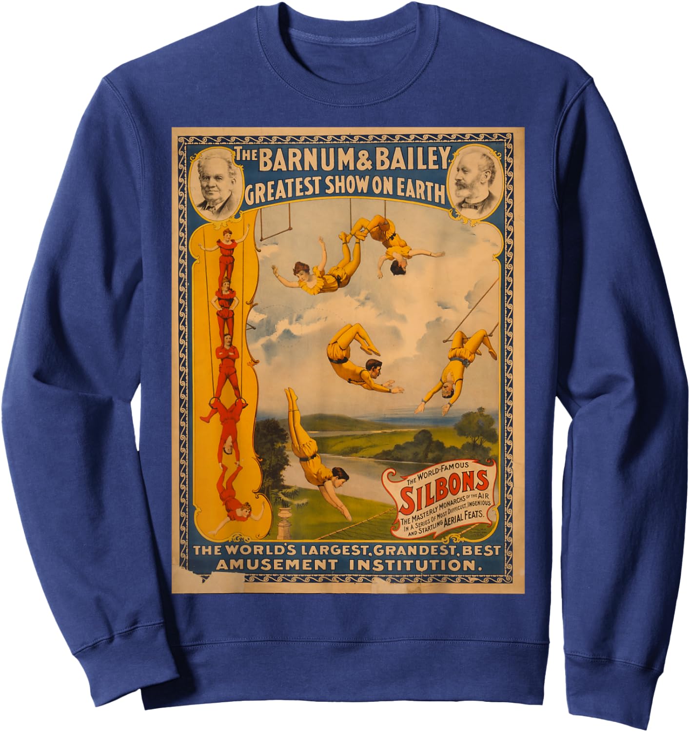 Vintage poster - Circus Trapeze Act Retro Sweatshirt - Sweatshirt | Navy
