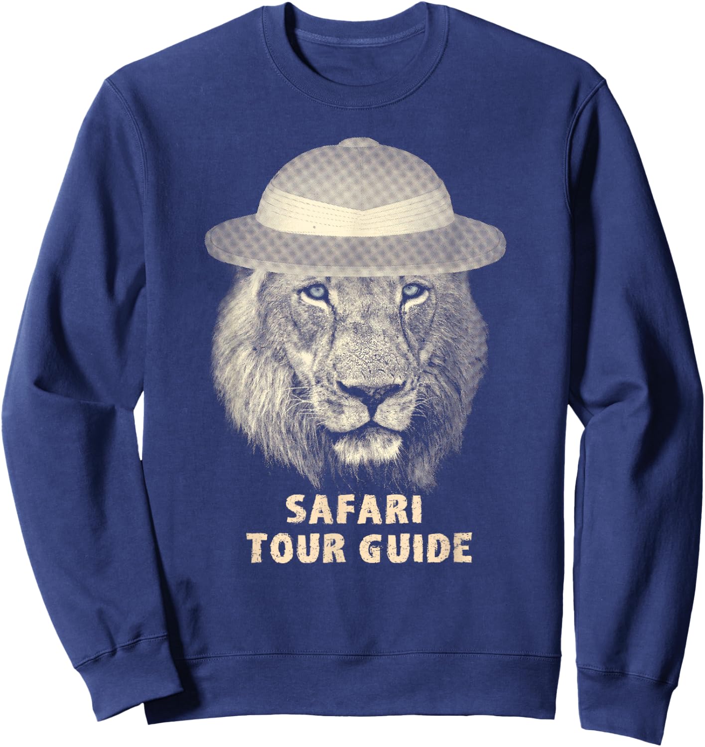 Funny Lion in Pith Helmet Safari Tour Guide Sweatshirt - Sweatshirt | Navy