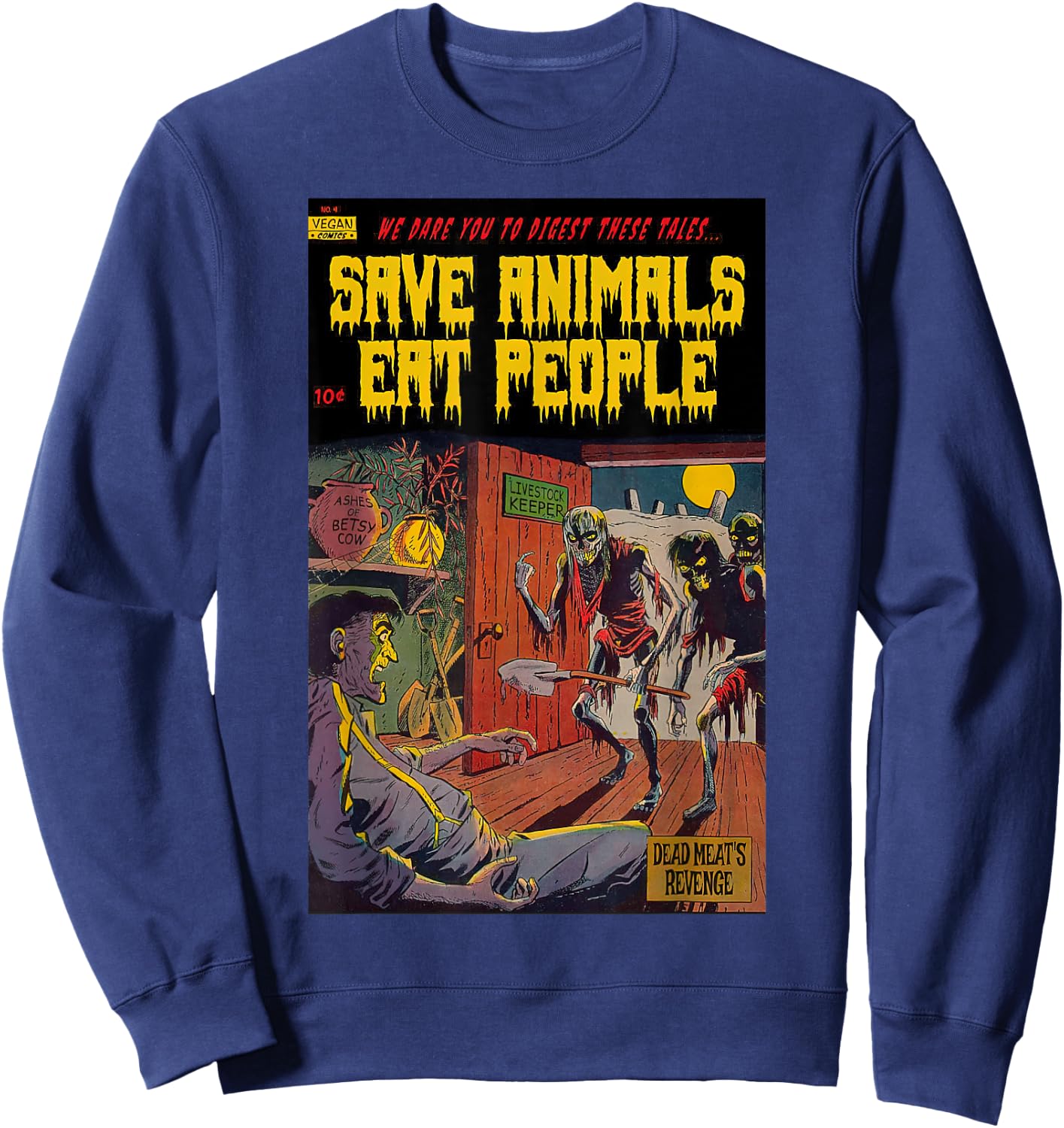 Save The Animals Eat People Vegan Animal Liberation Sweatshirt - Sweatshirt | Navy