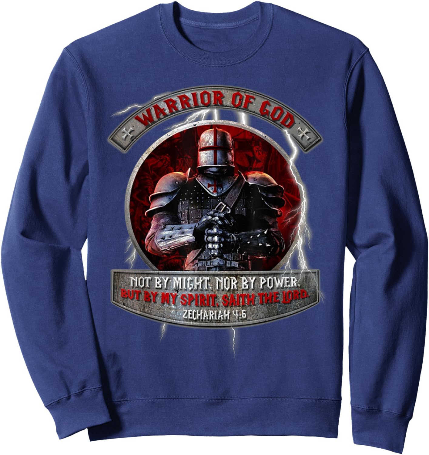 Warrior Of God not by might nor by power but by my spirit Sweatshirt - Sweatshirt | Navy