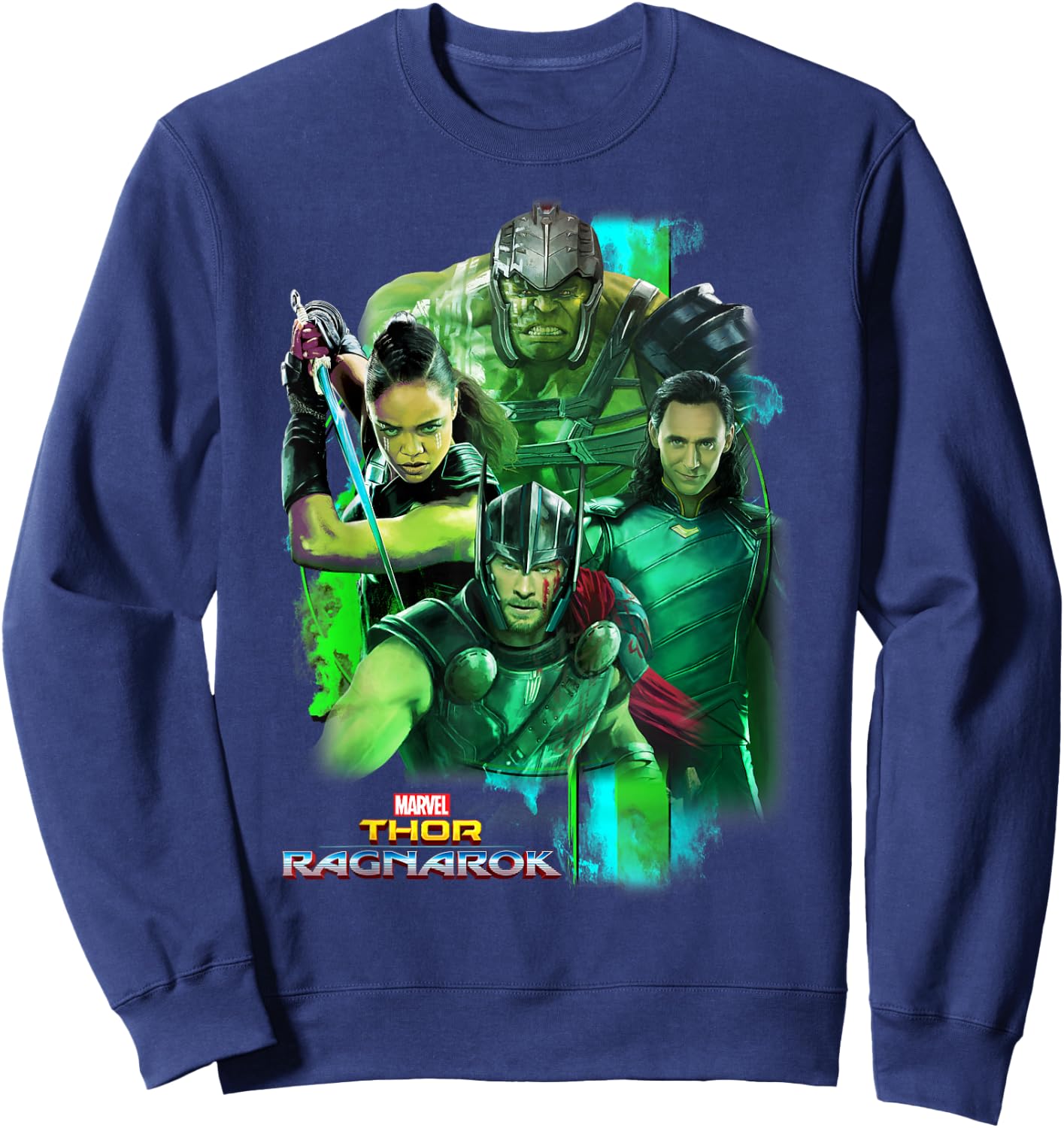 Marvel Thor Ragnarok Loki Hulk Valkyrie Team Graphic Sweatshirt - Sweatshirt | Navy