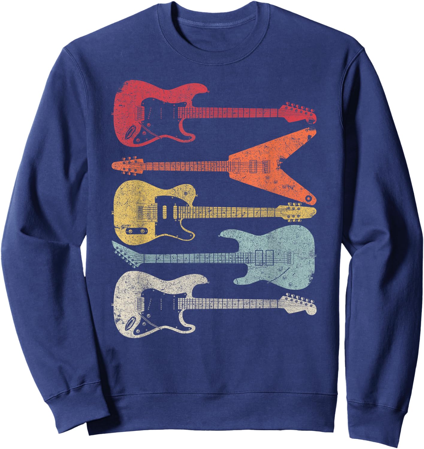 Guitar Shirt. Retro Style Gift Guitarist Sweatshirt - Sweatshirt | Navy