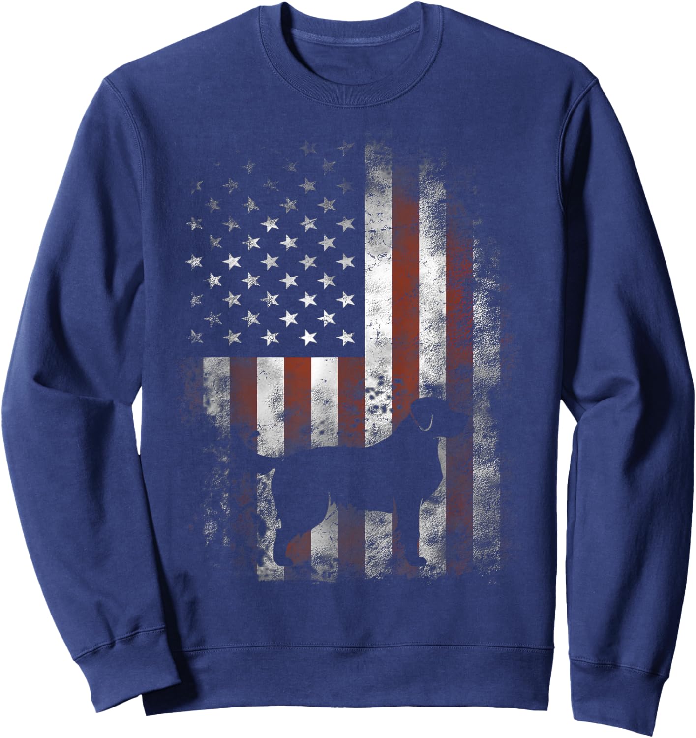 Golden Retriever American Flag Patriotic 4th Of July Kids Men Sweatshirt - Sweatshirt | Navy