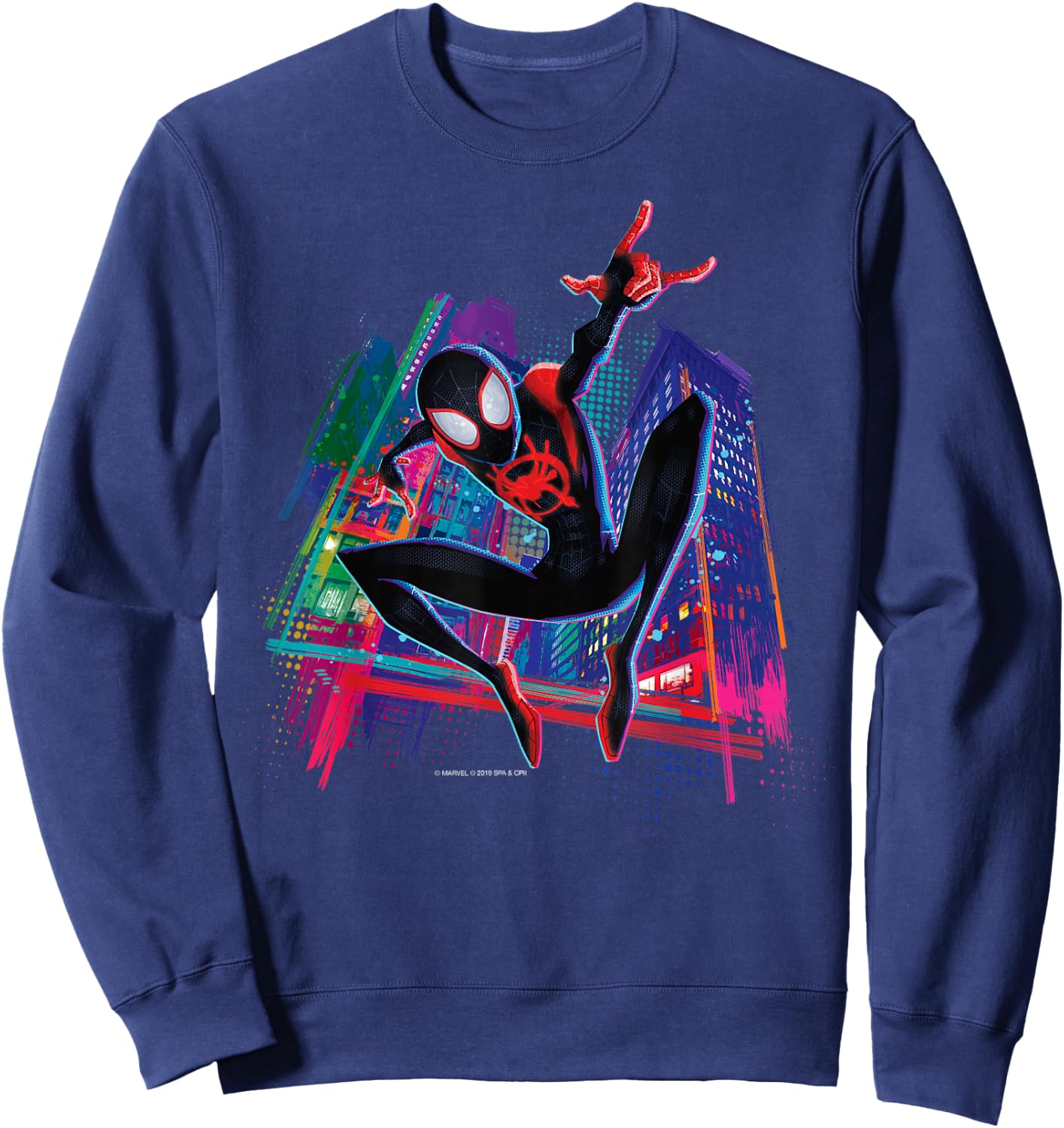 Marvel Spider-Man Miles Morales Graffiti City Small Sweatshirt - Sweatshirt | Navy
