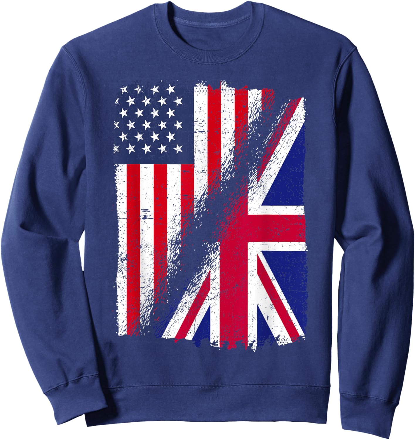 Half American Half British Flag USA Pride Dual Heritage Sweatshirt - Sweatshirt | Navy