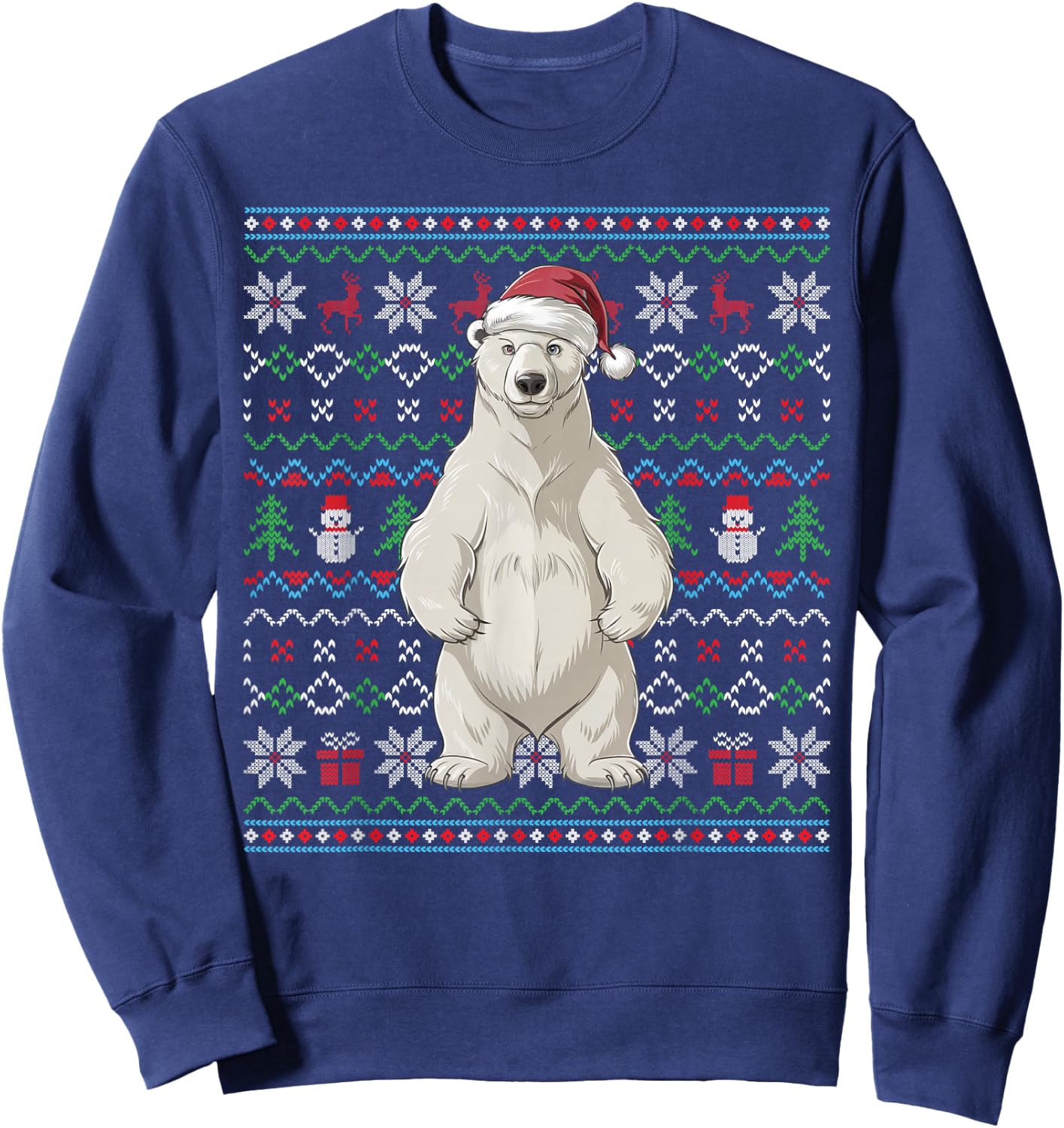 Ugly Polar Bear Lovers Xmas Sweater Santa Christmas Sweatshirt - Sweatshirt | Navy