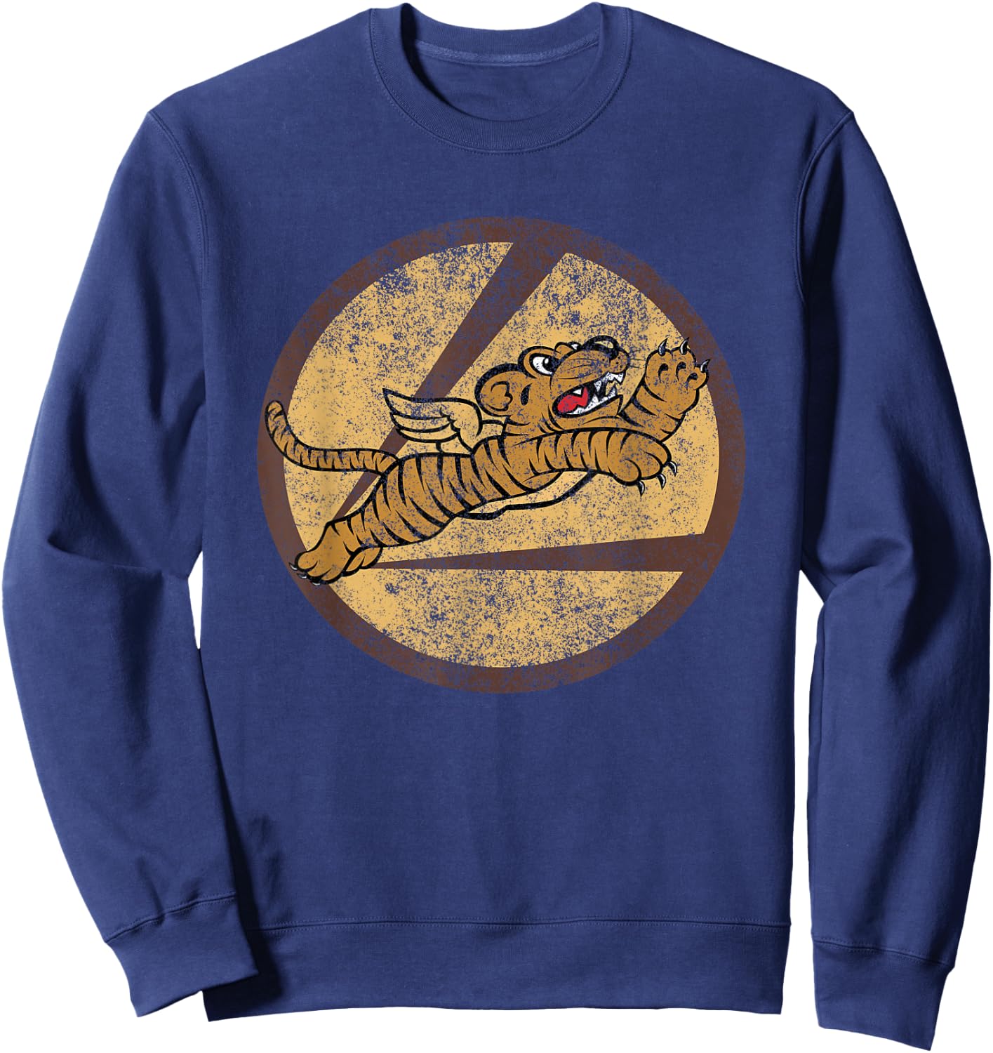 Vintage WW2 AVG Tigers Squadron Pilot Flying Patch Sweatshirt - Sweatshirt | Navy