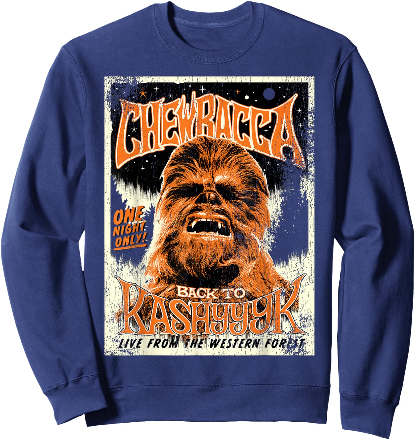 Star Wars Chewbacca Vintage Concert Back To Kashyyyk Poster Sweatshirt - Sweatshirt | Navy