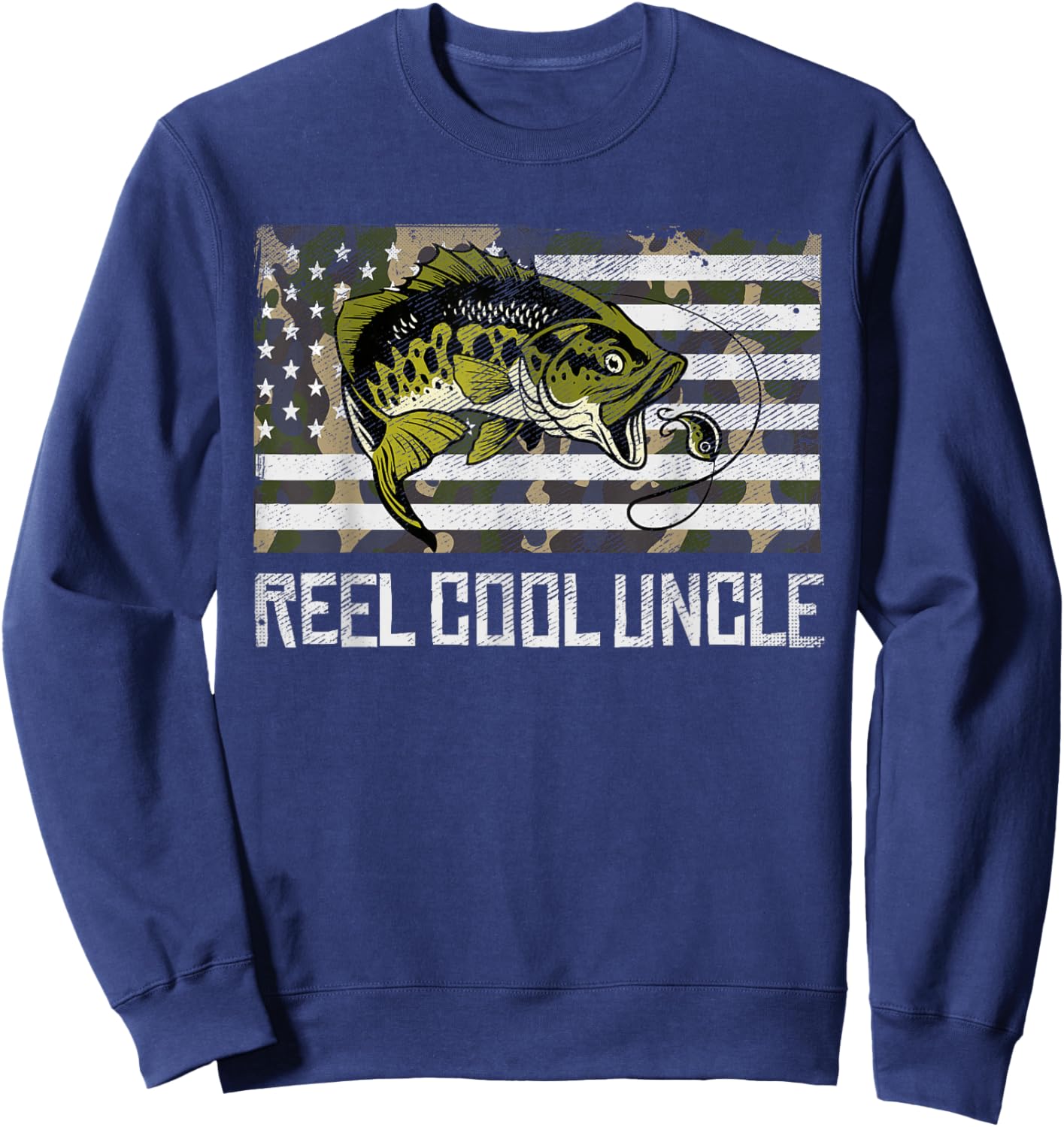 Reel Cool UNCLE Fishing Fisherman Fish Lover Father's Day Sweatshirt - Sweatshirt | Navy