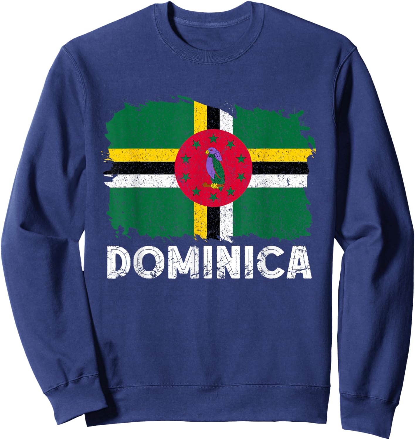 Dominica Flag Vintage Dominican Pride Dominican Roots Sweatshirt - Sweatshirt | Navy