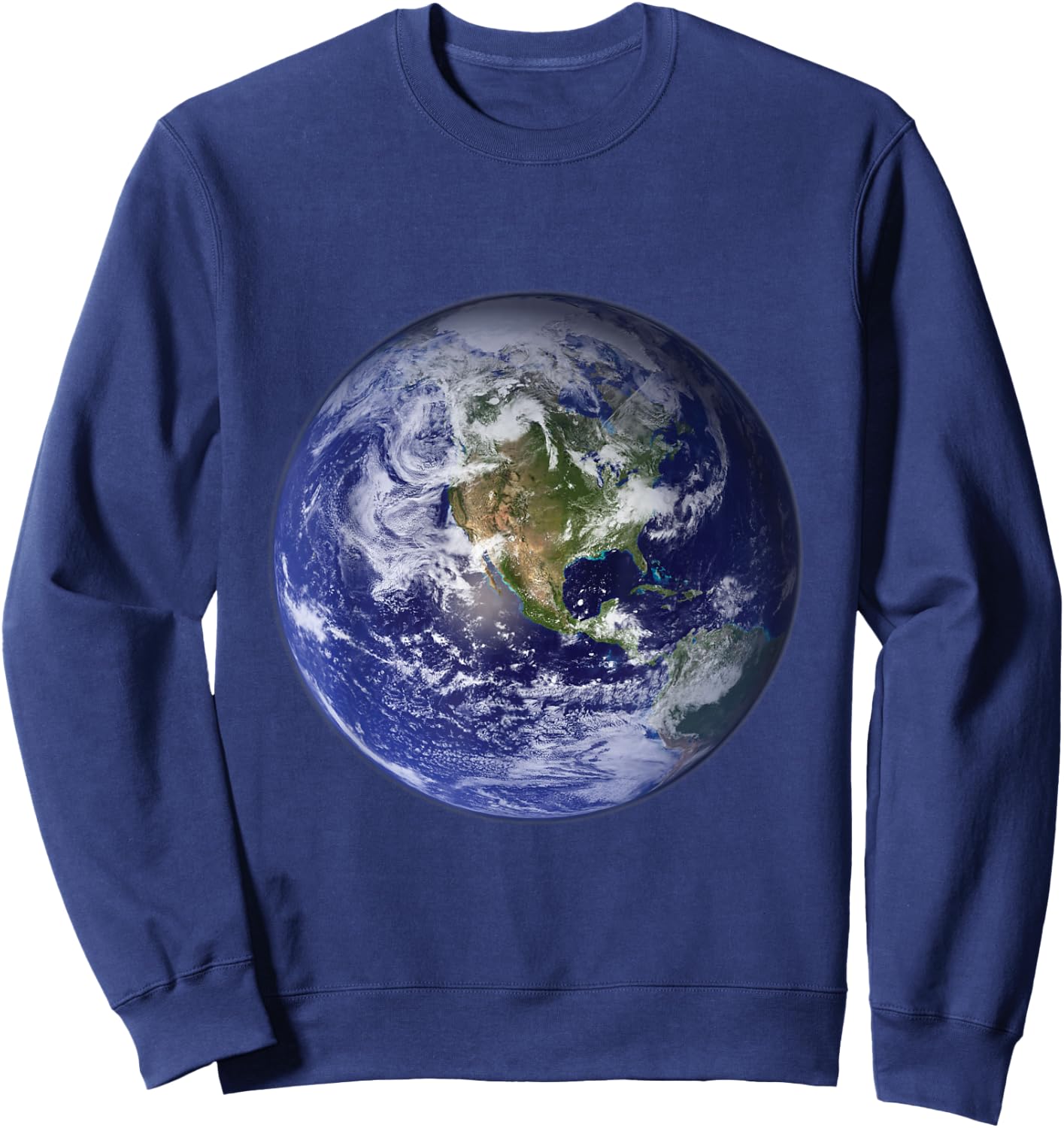 Earth Planet, Flat, Earth North America Globe Space Clouds Sweatshirt - Sweatshirt | Navy