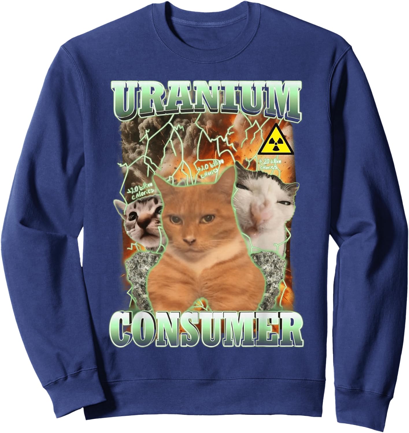 Uranium Consumer Cat Funny Sweatshirt - Sweatshirt | Navy