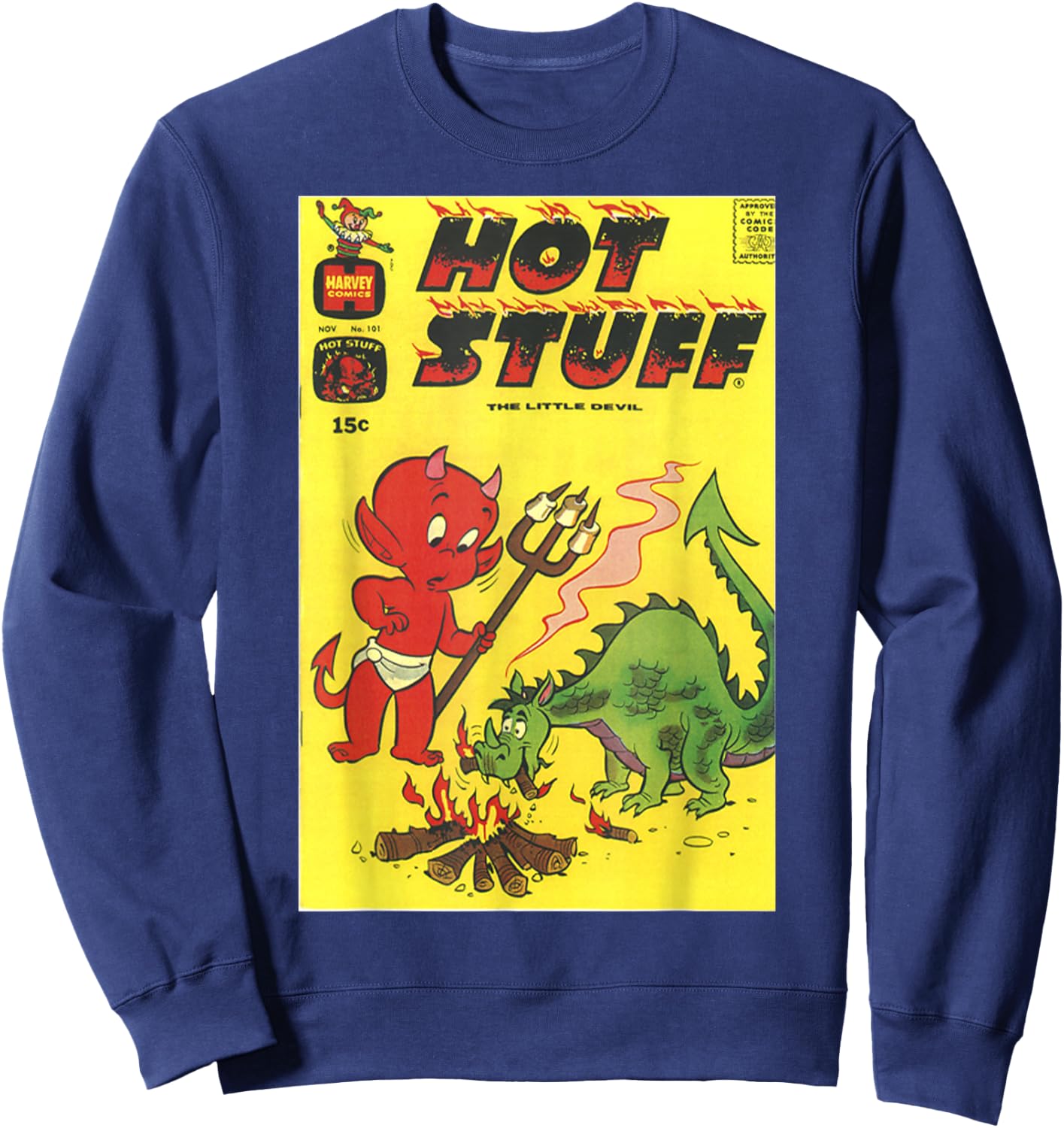 Hot Stuff The Little Devil Dragon Comic Book Cover Sweatshirt - Sweatshirt | Navy