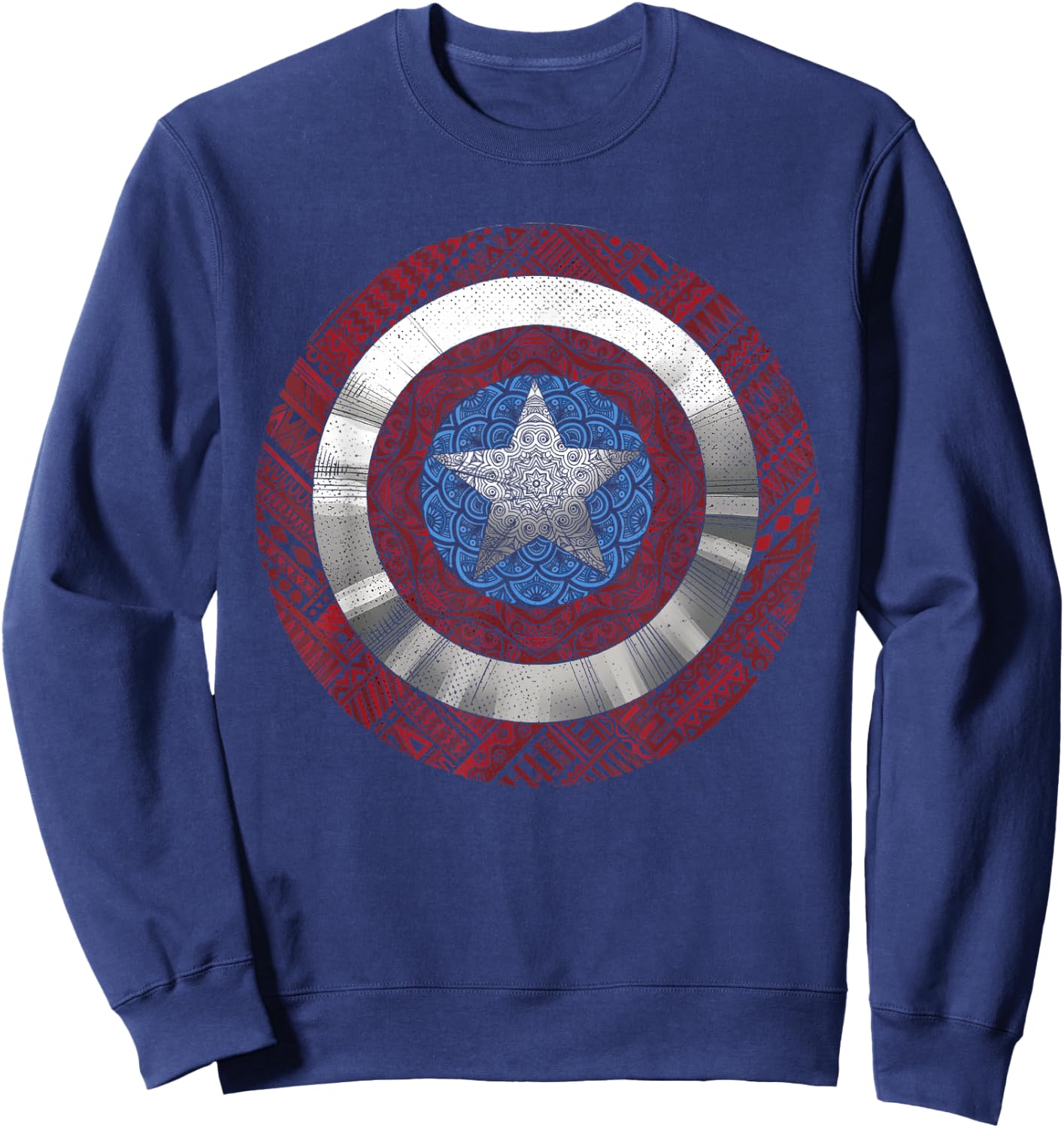Marvel Comics Captain America Avenger Ornate Shield Sweatshirt - Sweatshirt | Navy