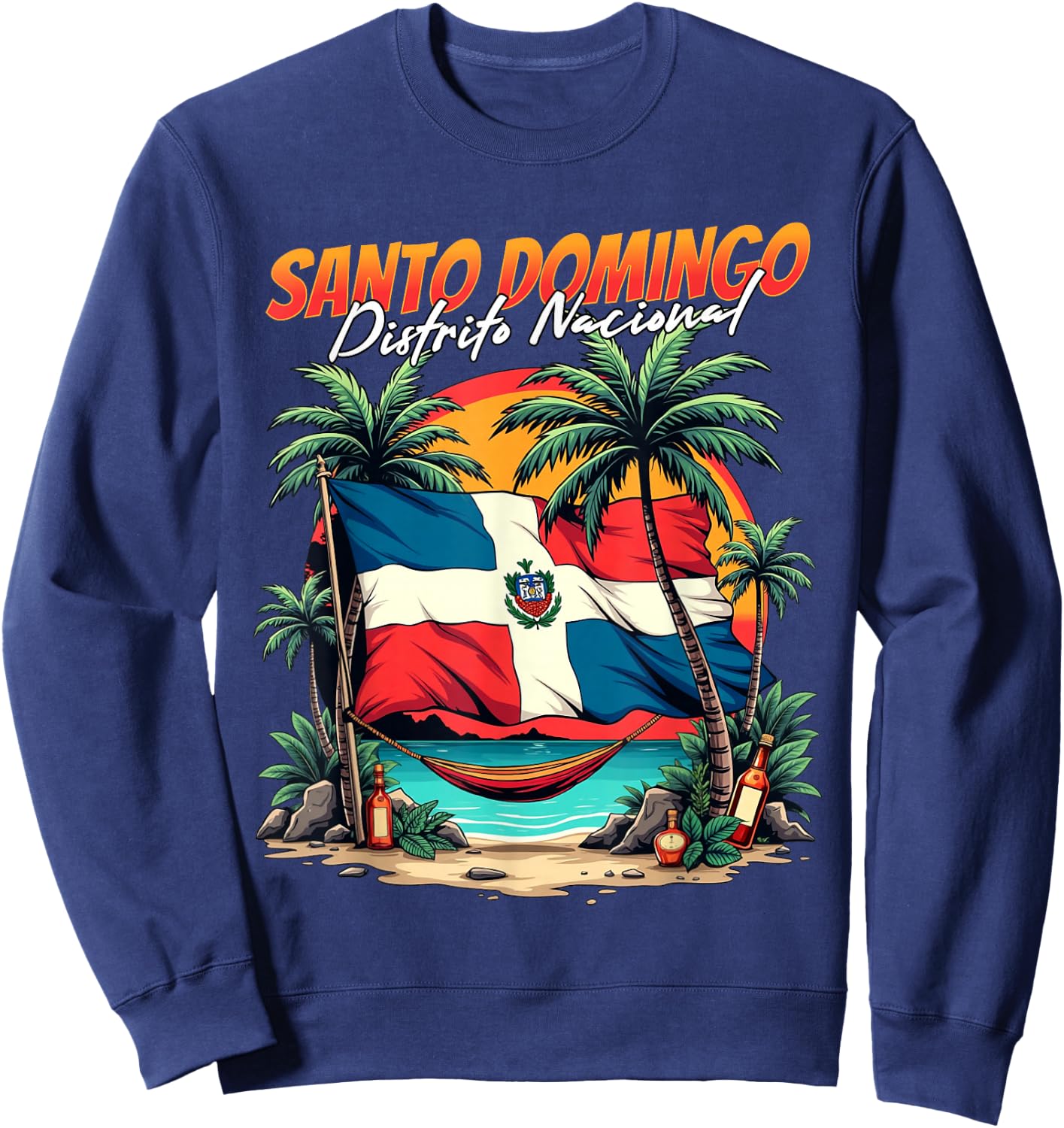 Santo Domingo Dominican Republic Flag Beach Vacation Sweatshirt - Sweatshirt | Navy