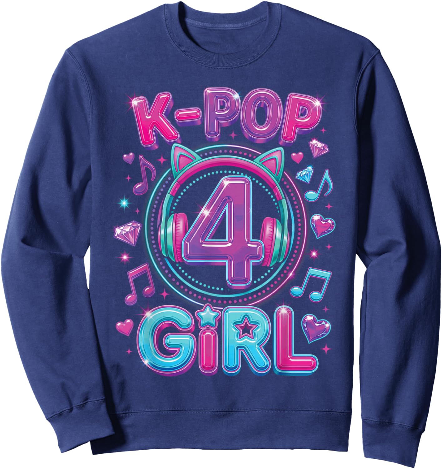 K-Pop 4th Birthday Girls 4 Year Old Girl Sweatshirt - Sweatshirt | Navy