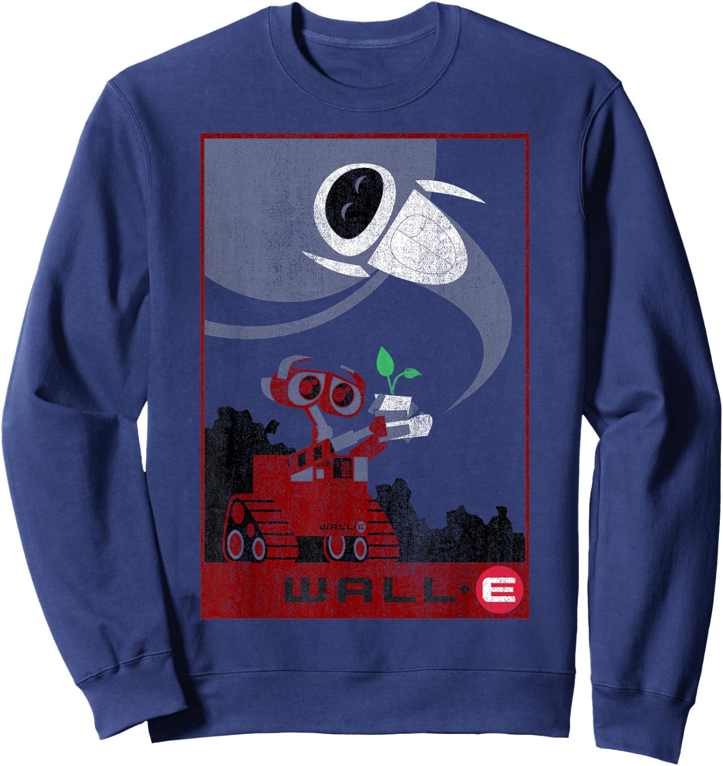 Disney Pixar WALL-E & EVE Vintage Plant Sprout Travel Poster Sweatshirt - Sweatshirt | Navy