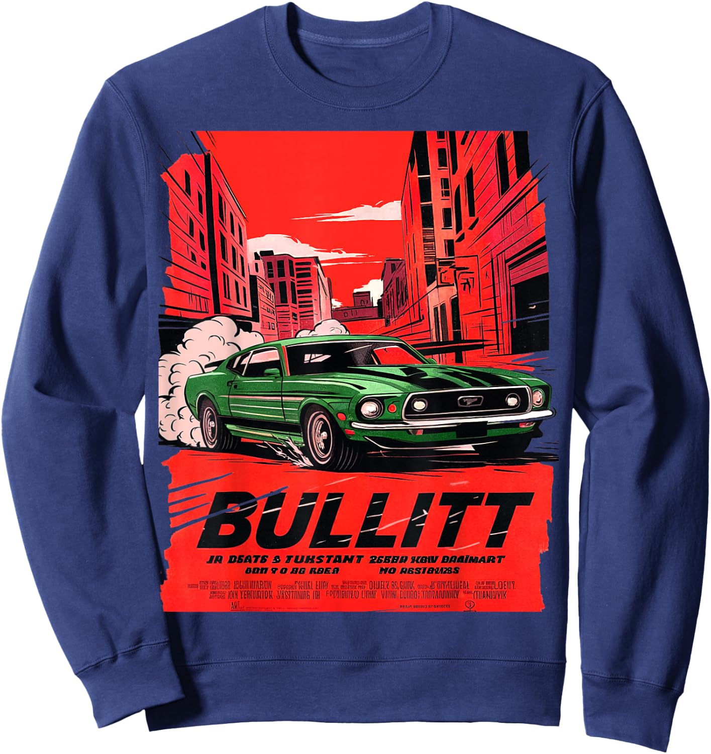 The movie Bullitt muscle car illustration Sweatshirt - Sweatshirt | Navy
