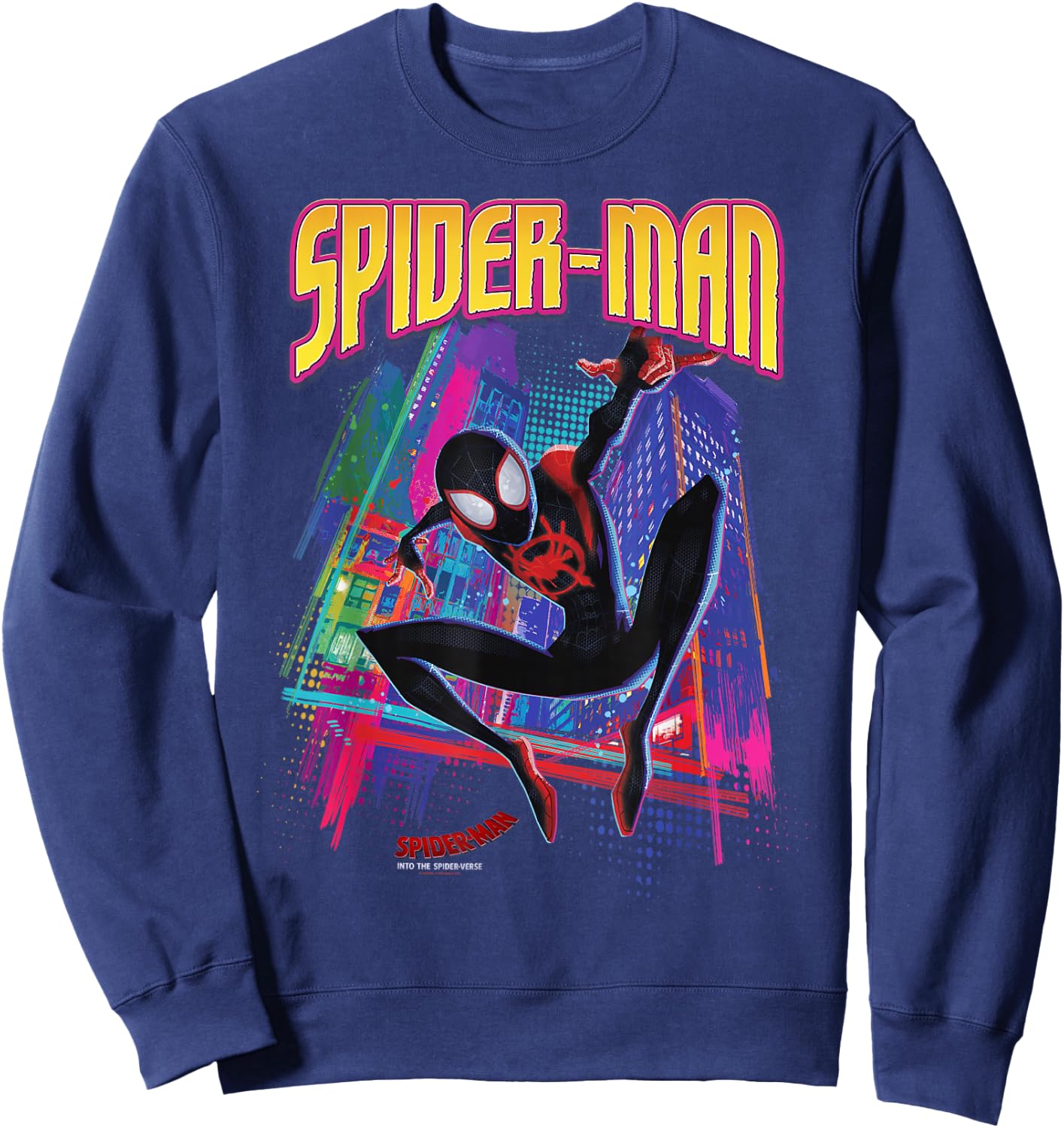 Marvel Into The Spider-Verse Neon Skyline Sweatshirt - Sweatshirt | Navy