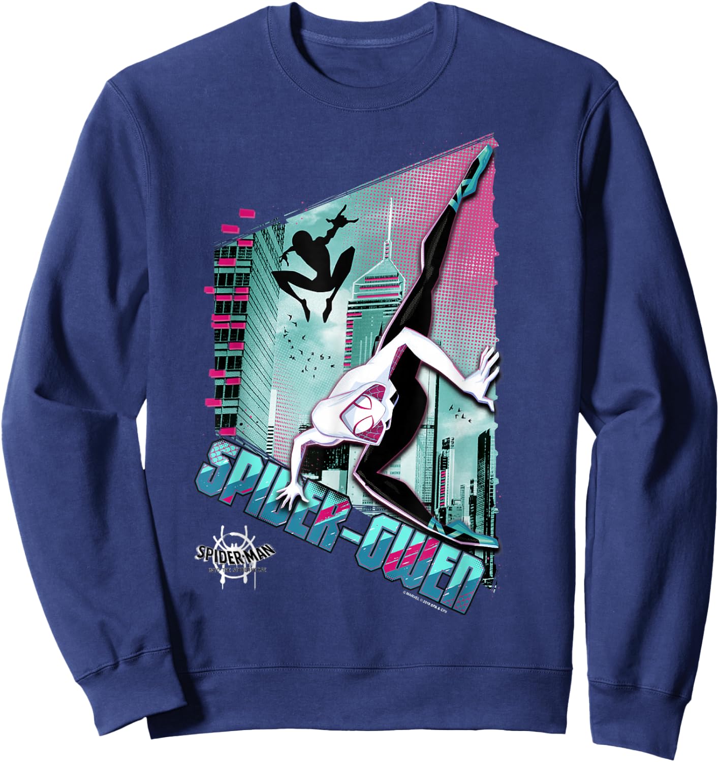Marvel Spider-Man Spiderverse Spider-Gwen City Pose Small Sweatshirt - Sweatshirt | Navy