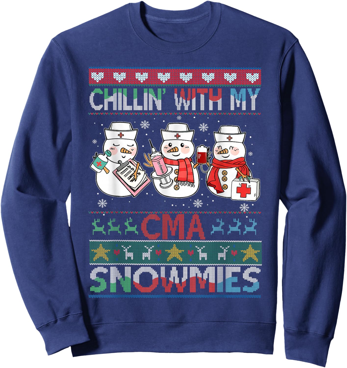 Chilling with my snowmies CMA Ugly Christmas Sweater CMA Sweatshirt - Sweatshirt | Navy