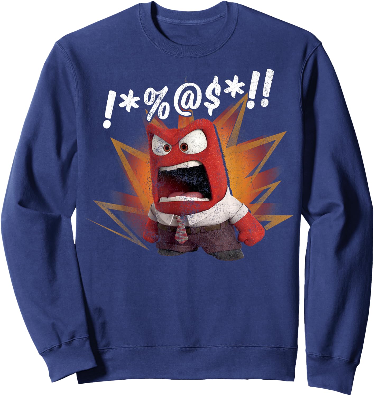 Disney Pixar Inside Out Vintage Anger Fire Explosion Logo Sweatshirt - Sweatshirt | Navy