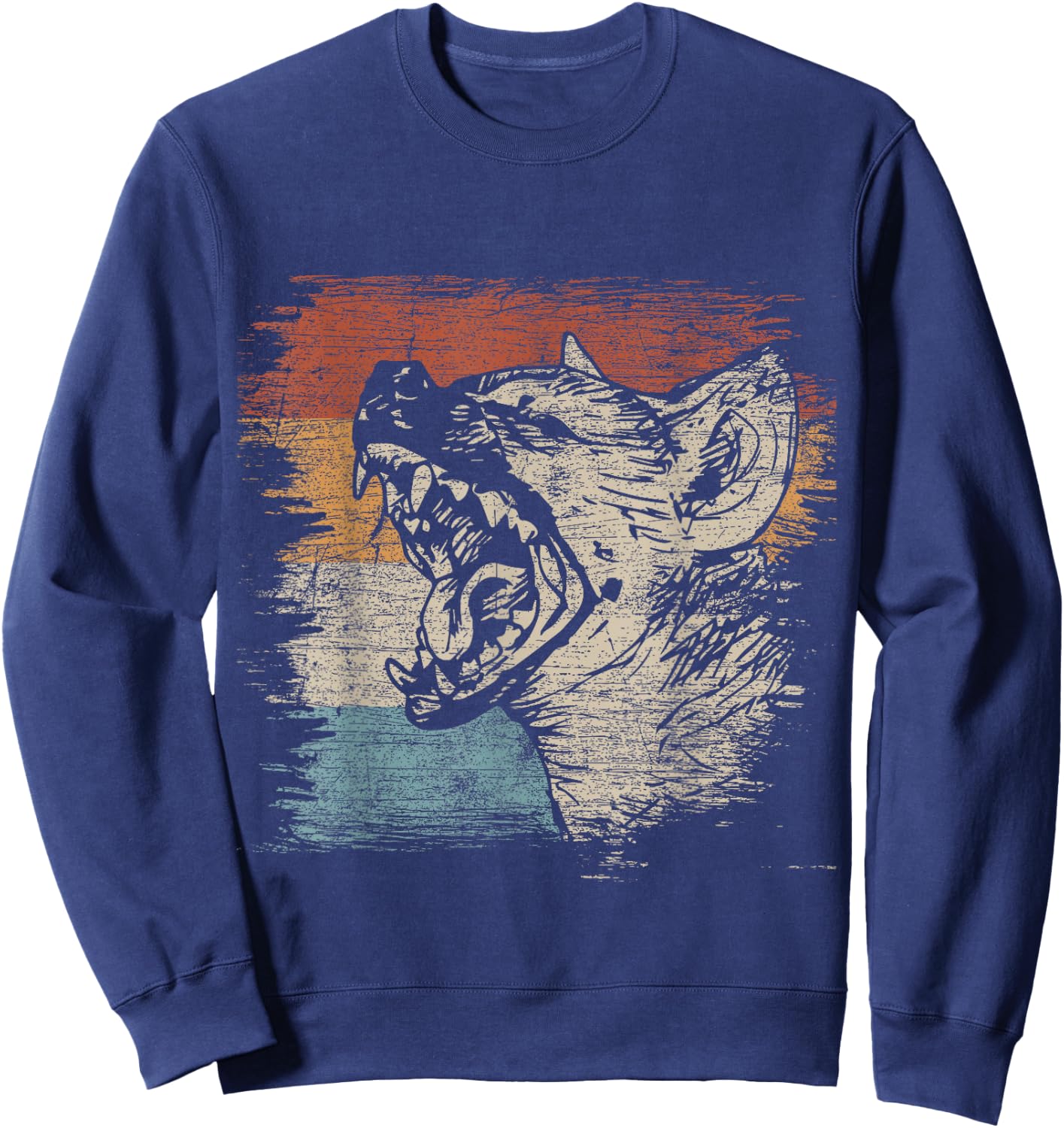 Zoo Keeper Africa Animal Safari Gift Hyena Laughing Hyena Black Adult Small Classic Fit Short Sleeve Cotton 60% Polyester 40% Sweatshirt - Sweatshirt | Navy
