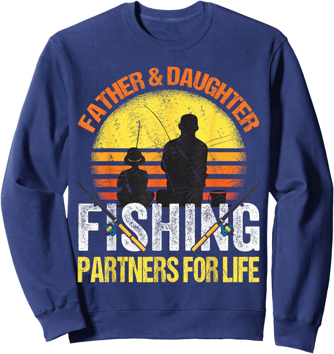 Fisherman Dad and Daughter Fishing Partners For Life Girls Sweatshirt - Sweatshirt | Navy
