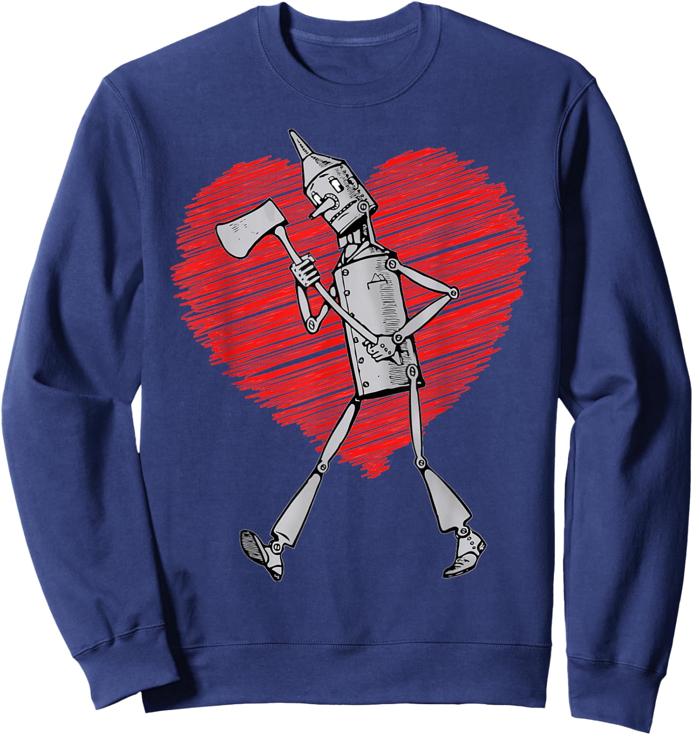 Vintage Wizard of Oz Tin Man Scribble Heart Land of Oz Sweatshirt - Sweatshirt | Navy