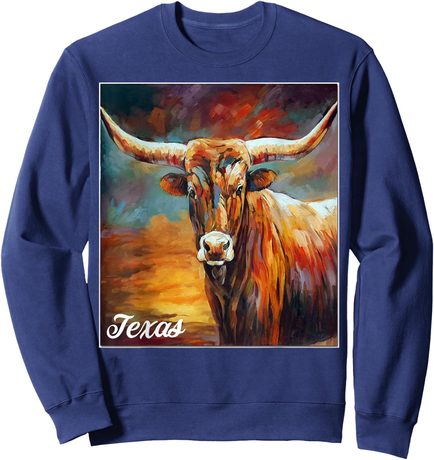 Longhorn Cow Shirts - Longhorn Cattle Gifts - Texas Cattle Sweatshirt - Sweatshirt | Navy