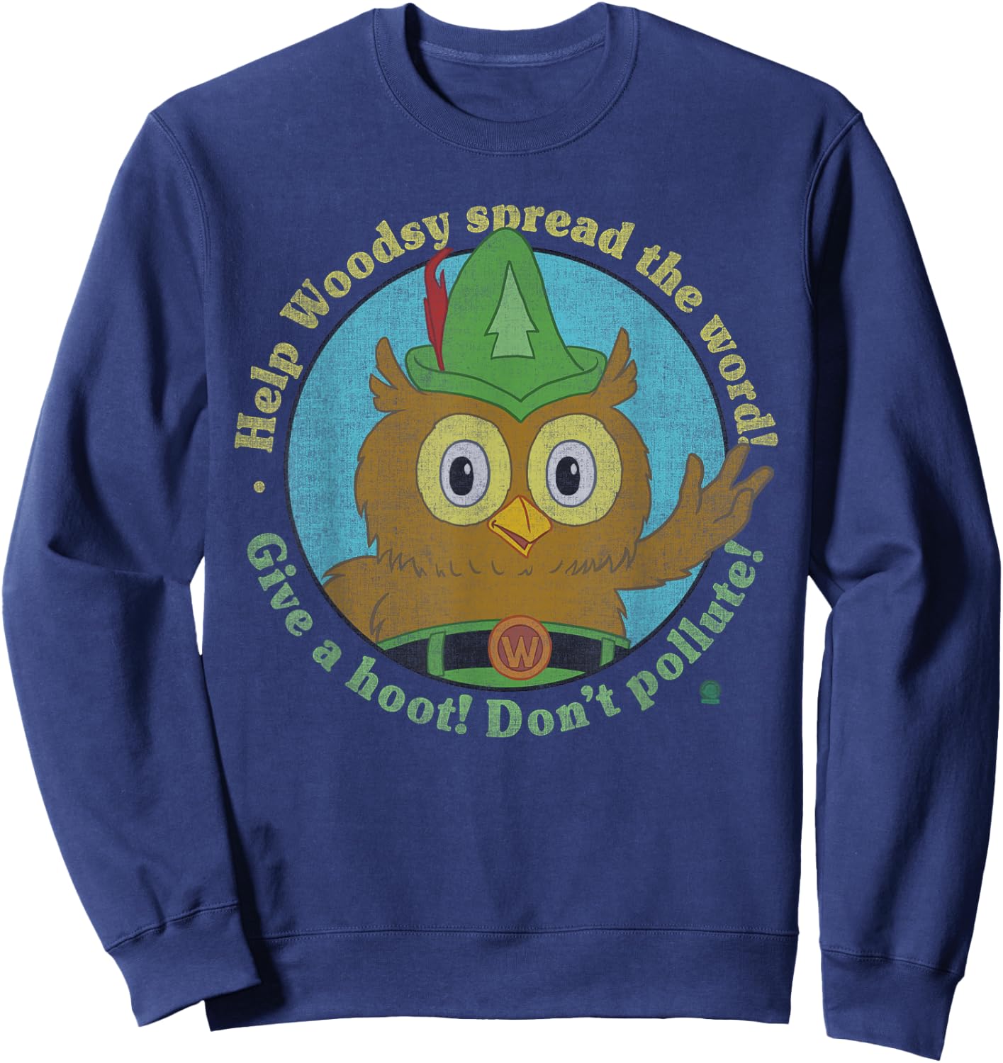 Woodsy Owl Give a Hoot Distressed and Faded Sweatshirt - Sweatshirt | Navy