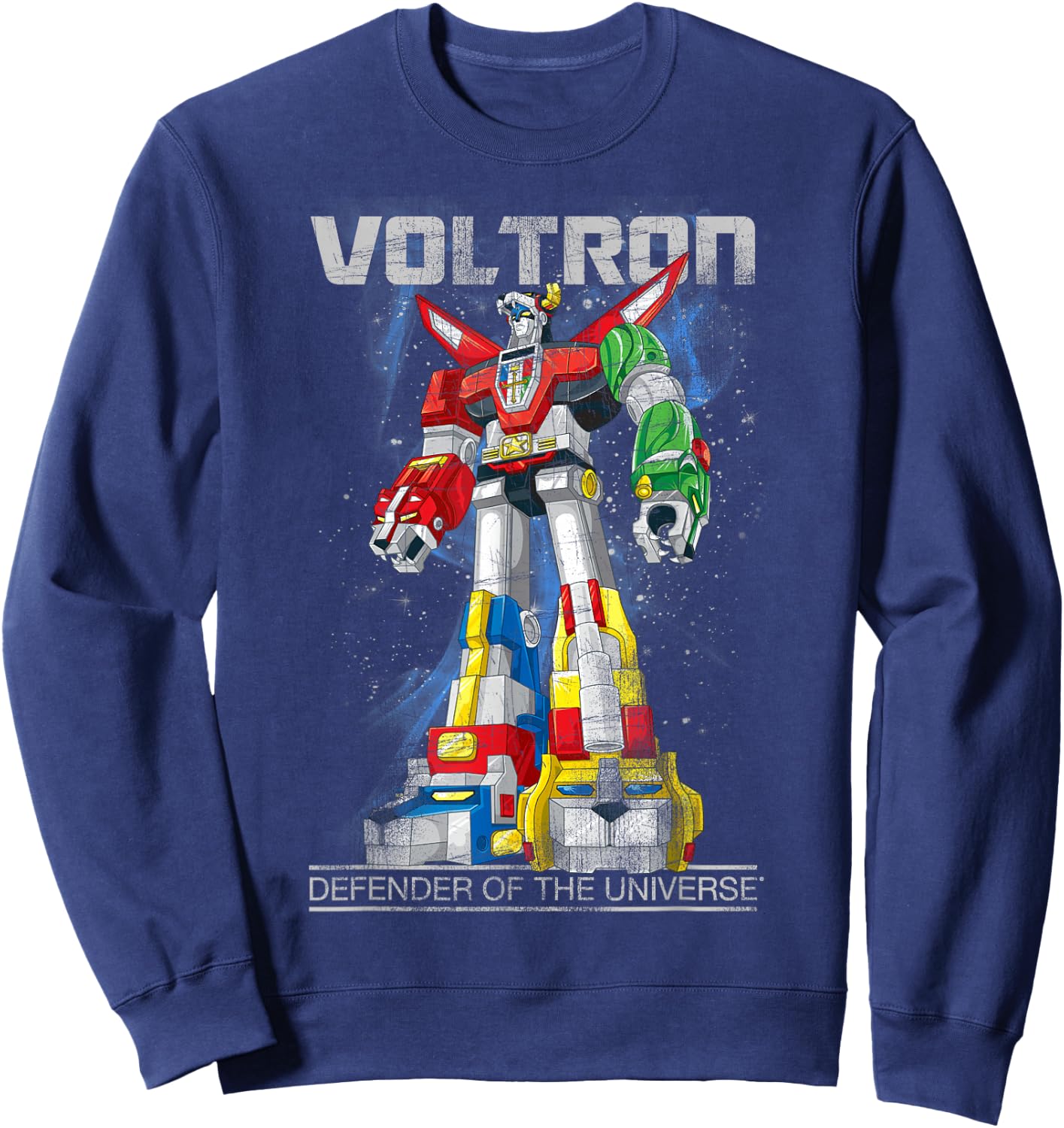 Voltron Retro Defender Space Distressed Sweatshirt - Sweatshirt | Navy