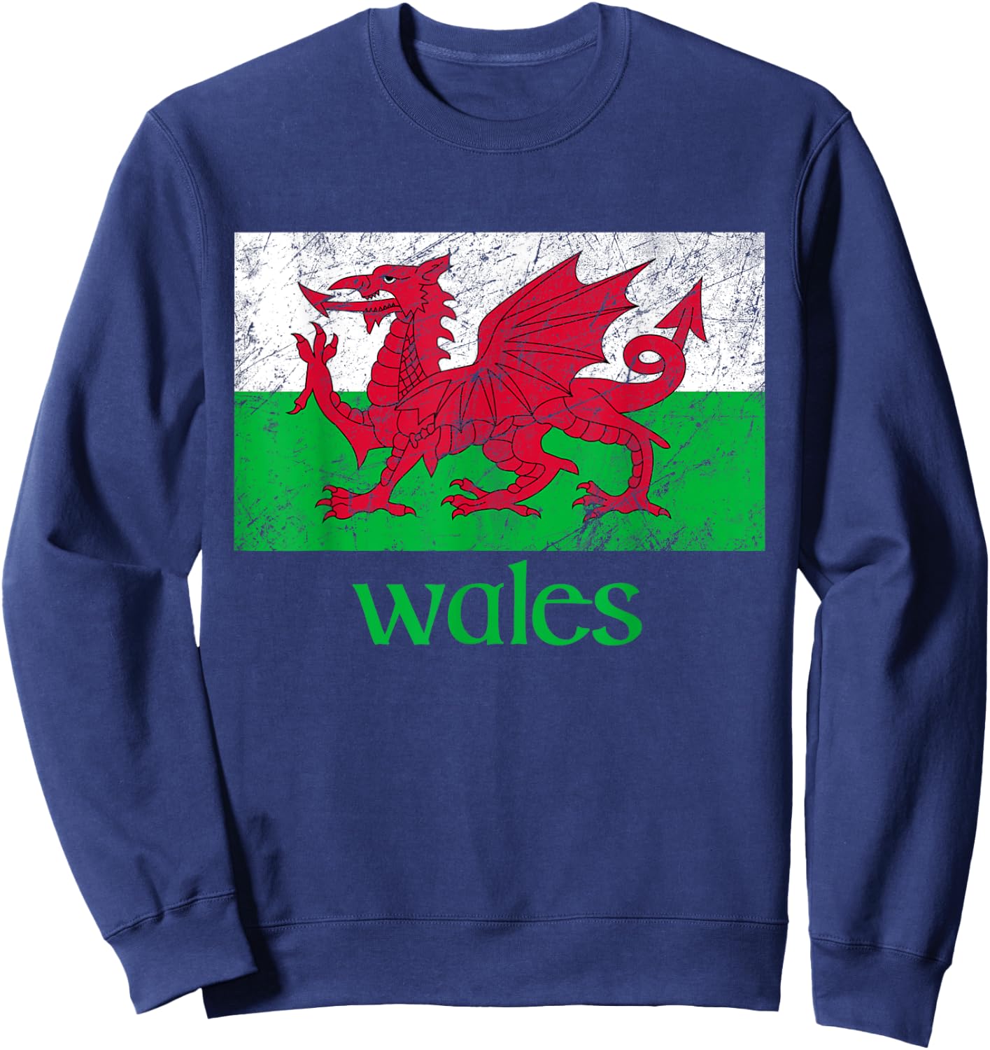 Dragon of Wales Flag Welsh Cymru Flags Medieval Sweatshirt - Sweatshirt | Navy