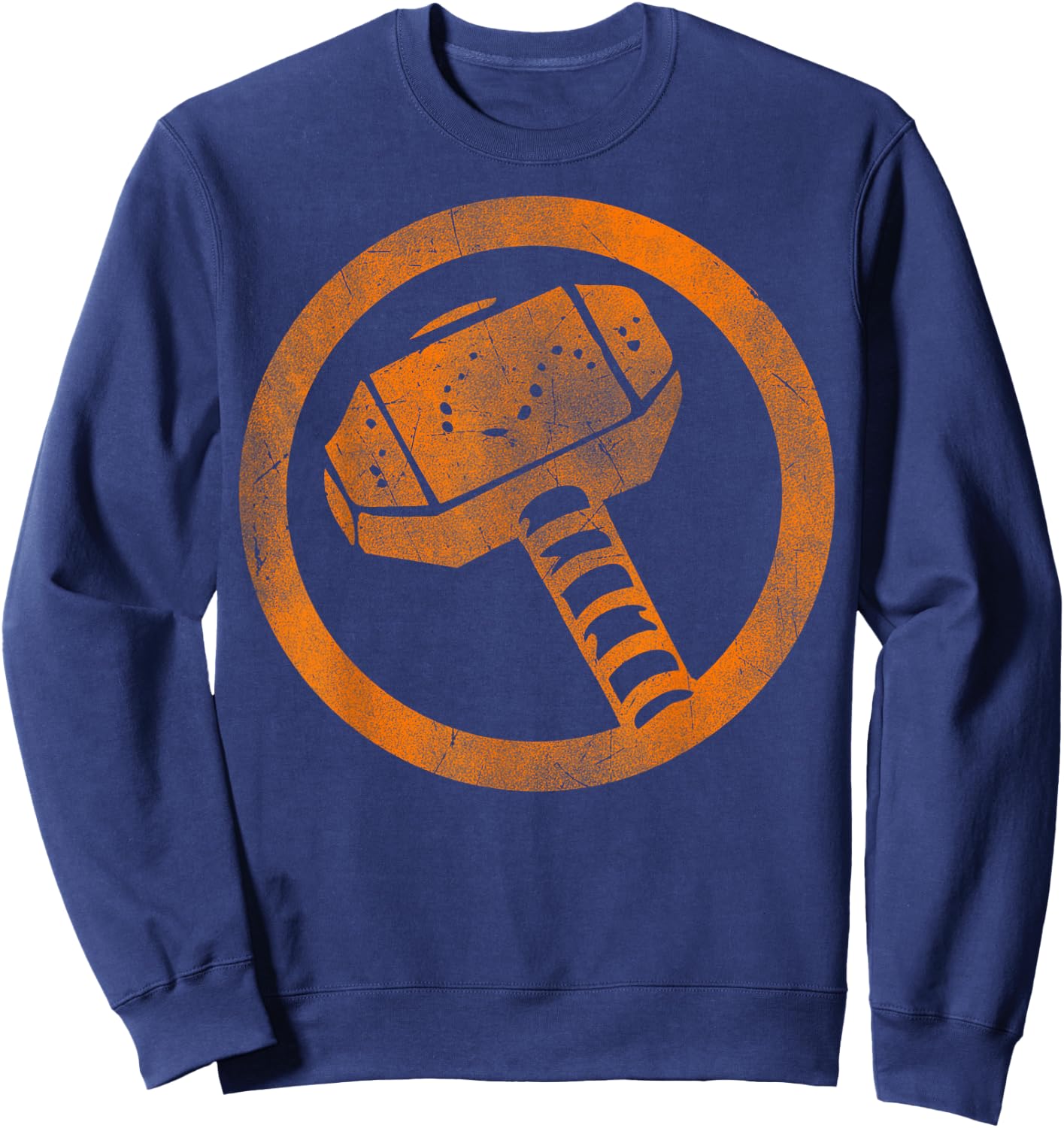 Marvel Thor Hammer Logo Orange Tonal Cut-Out Halloween Sweatshirt - Sweatshirt | Navy