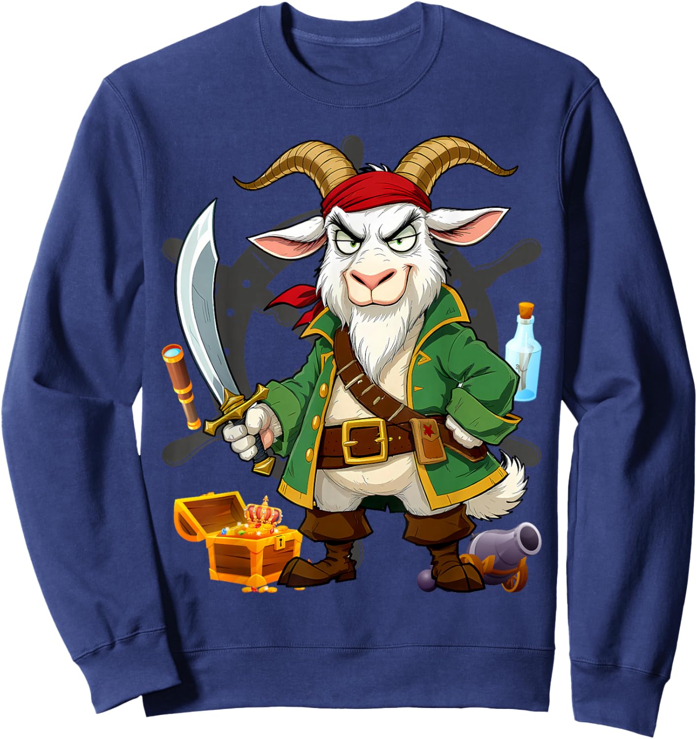 Pirate Goat Halloween Party Kids Costume Jolly Roger Sweatshirt - Sweatshirt | Navy