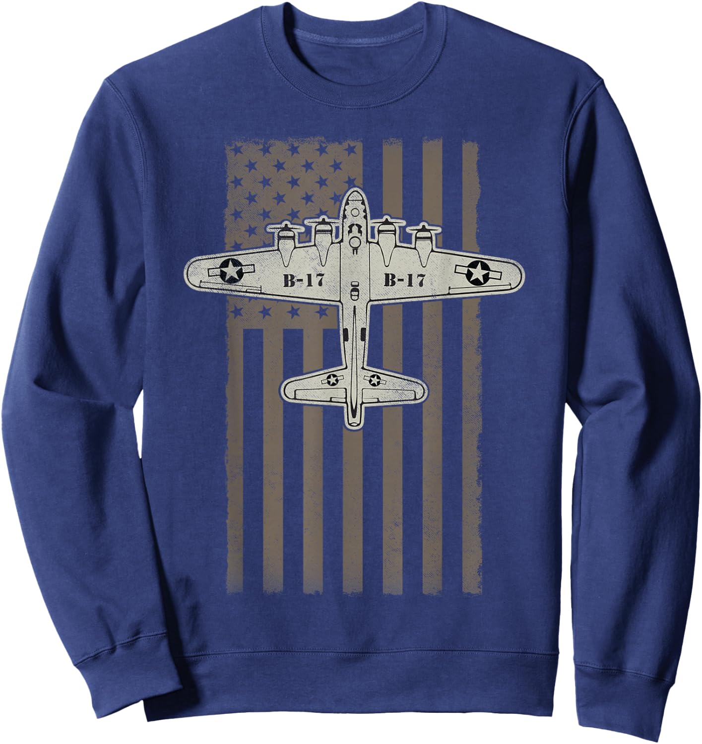 B17 Bomber WW2 Plane Aircraft USA Flag Veteran Pilot Gift Sweatshirt - Sweatshirt | Navy