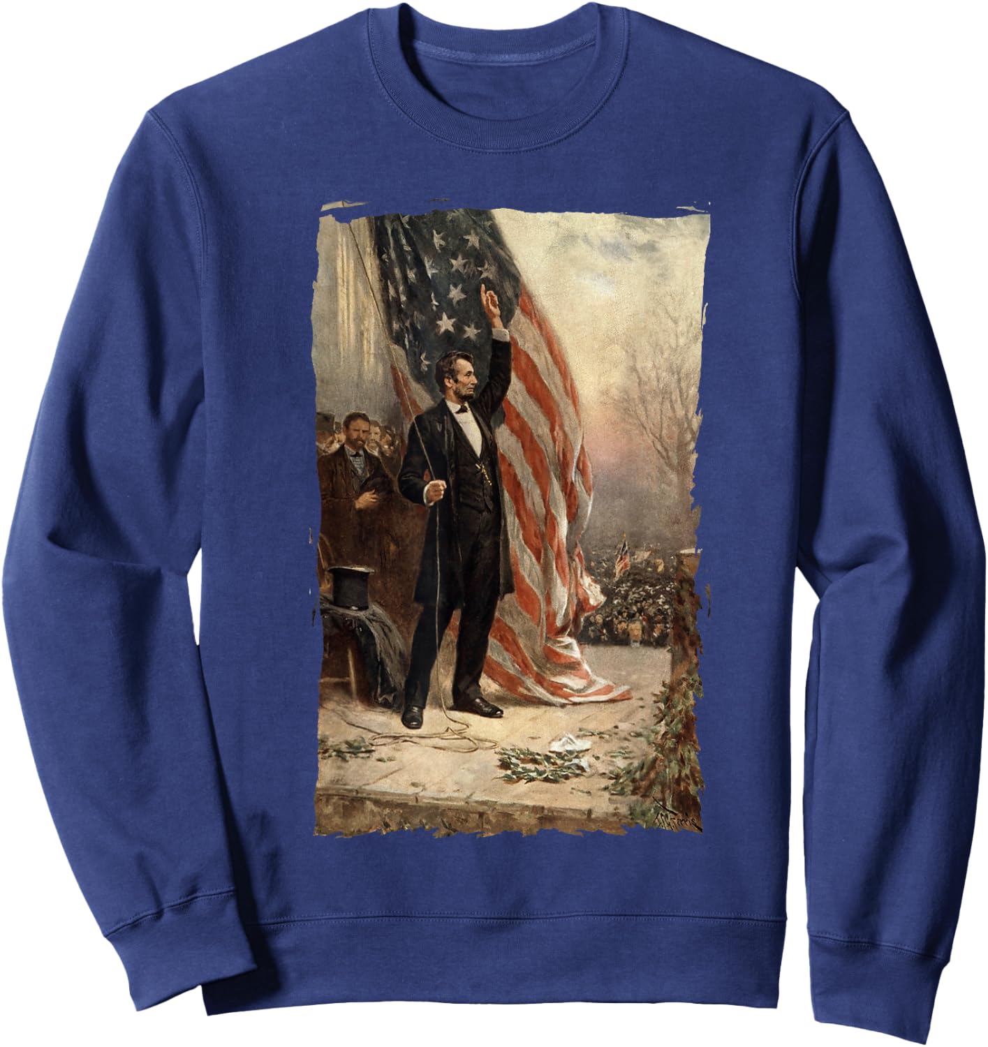 4th of July Independence Day American Flag Abraham Lincoln Kids Men Sweatshirt - Sweatshirt | Navy