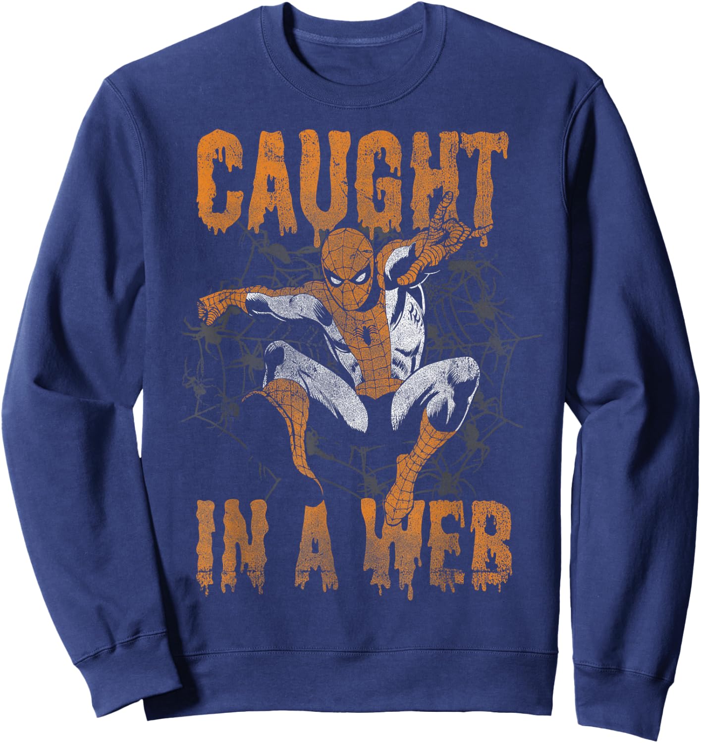 Marvel Spider-Man Caught In A Web Halloween Graphic Sweatshirt - Sweatshirt | Navy