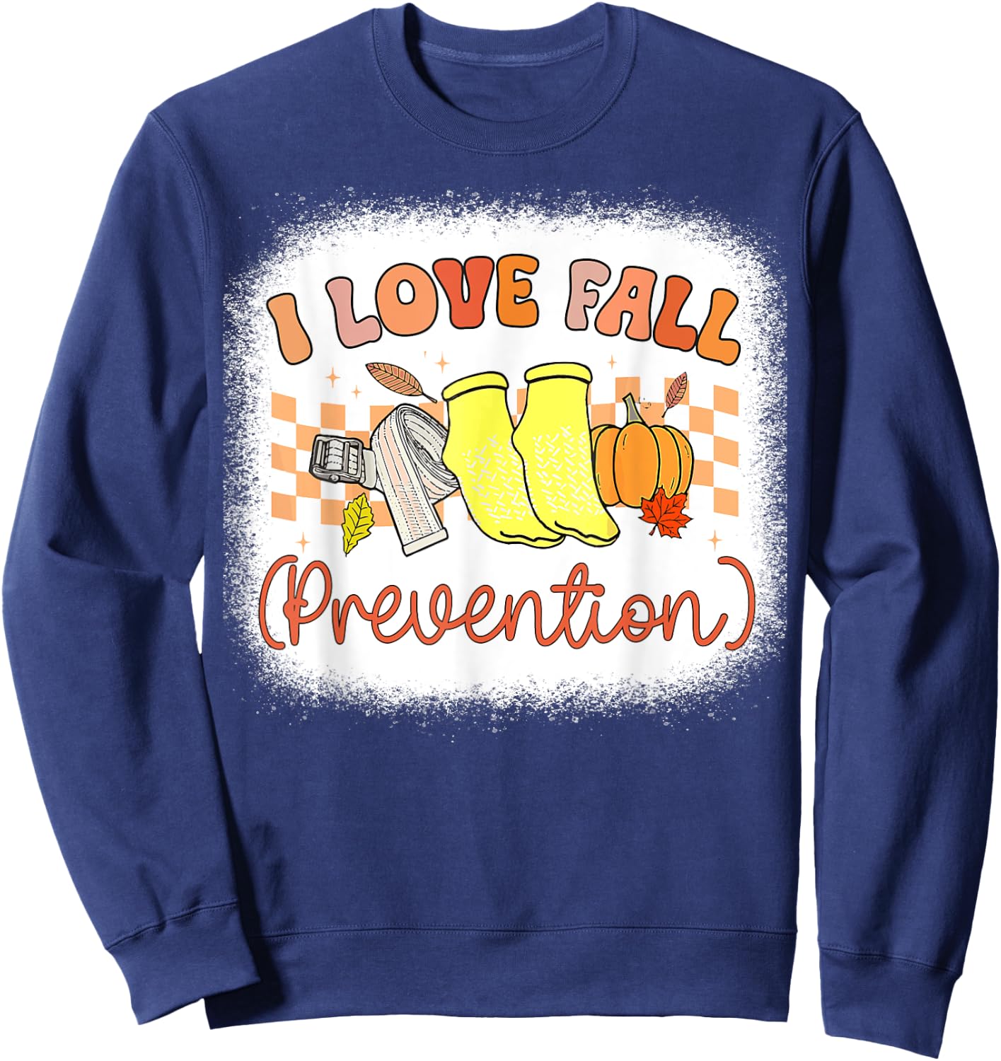 I Love Fall Prevention Nurse Physical Therapy Fall Retro Sweatshirt - Sweatshirt | Navy