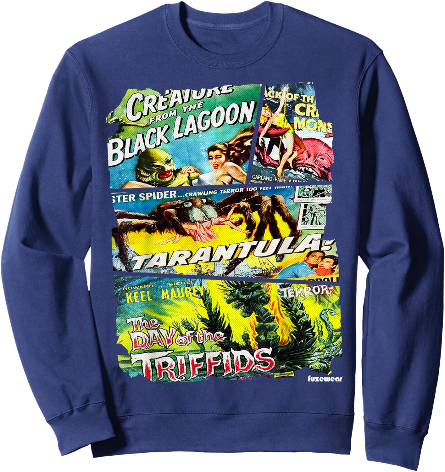 Vintage Style Sci Fi Movie Poster Collage Sweatshirt - Sweatshirt | Navy