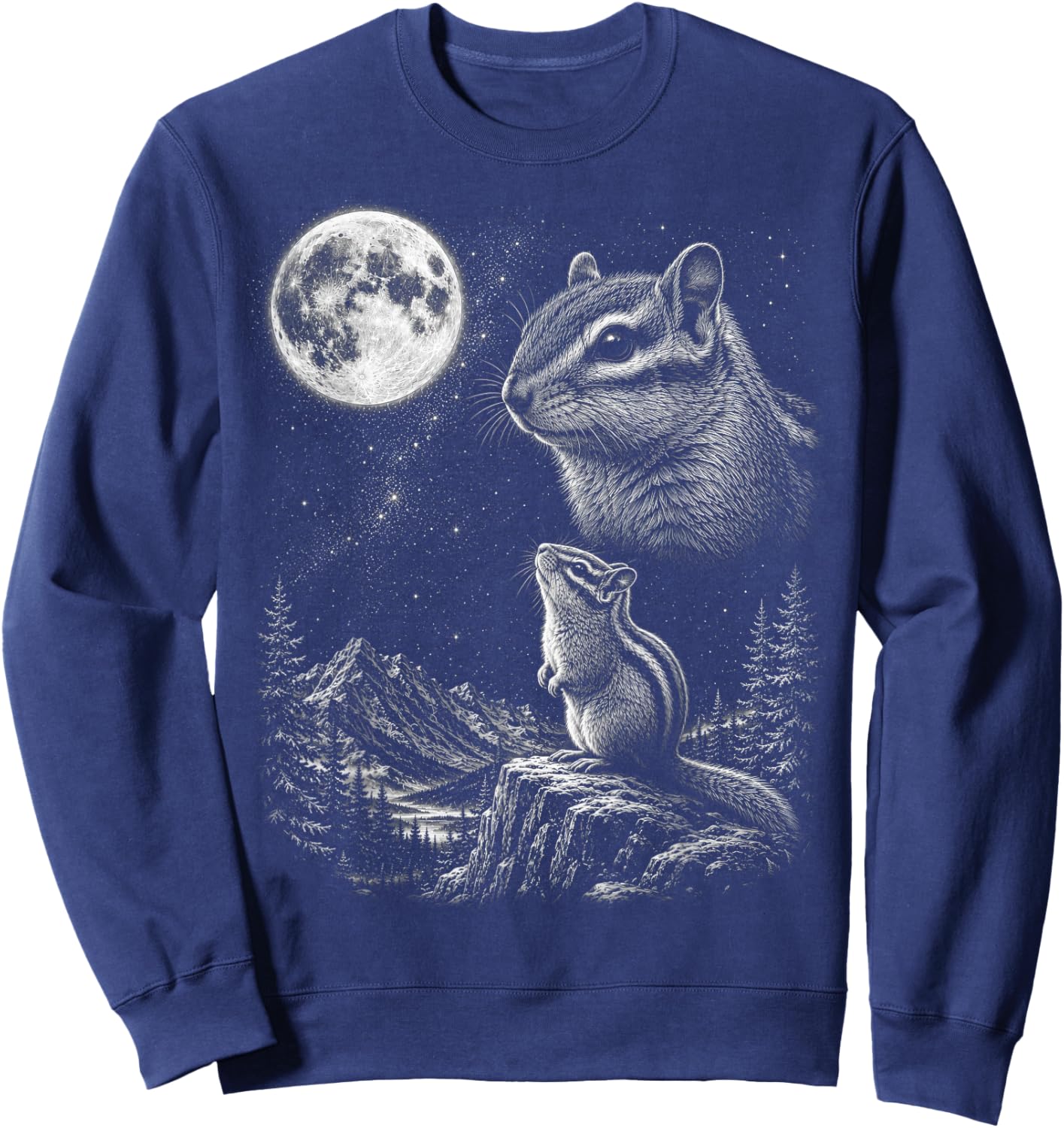 Chipmunk Howling to the Moon 90's Retro Sweatshirt - Sweatshirt | Navy