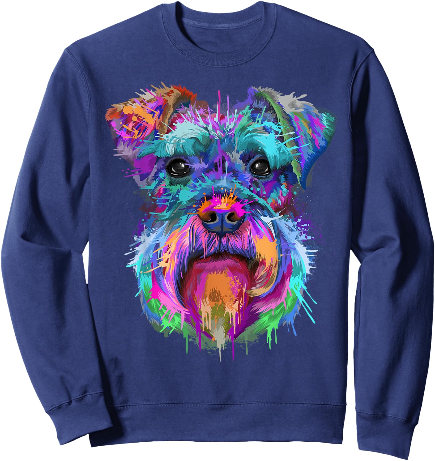 Schnauzer Splash Art | Cute Schnauzer Owners Gifts Sweatshirt - Sweatshirt | Navy