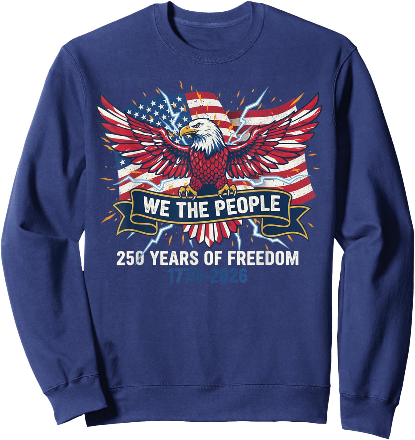 250th Anniversary USA Floral 4th of July Patriotic 250 Years Sweatshirt - Sweatshirt | Navy